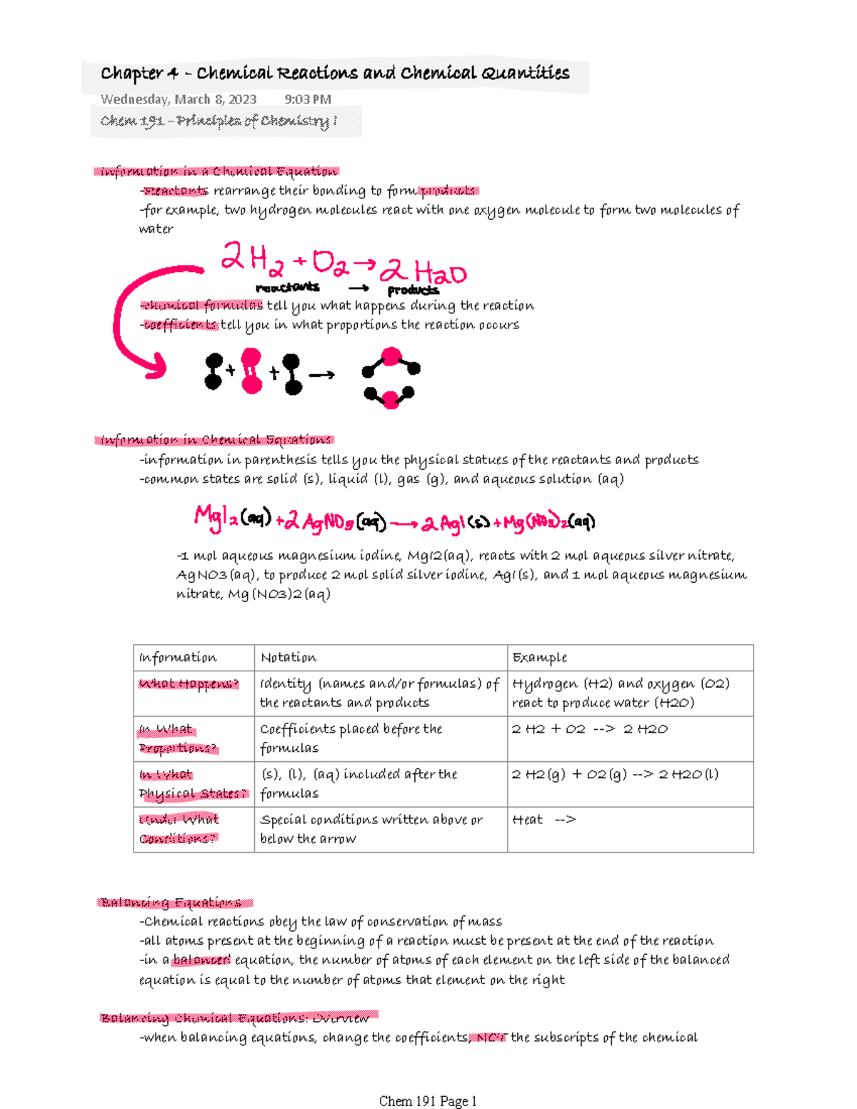 Chem 191 Chapter 4 - Chem 191 - Principles Of Chemistry I Information ...