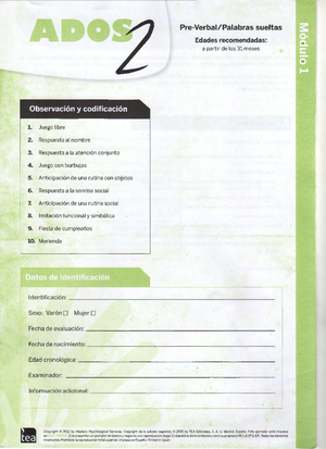 Módulo 3 ADOS 2 Escala De Observación Para El Diagnóstico Del AUTISM0-2 ...