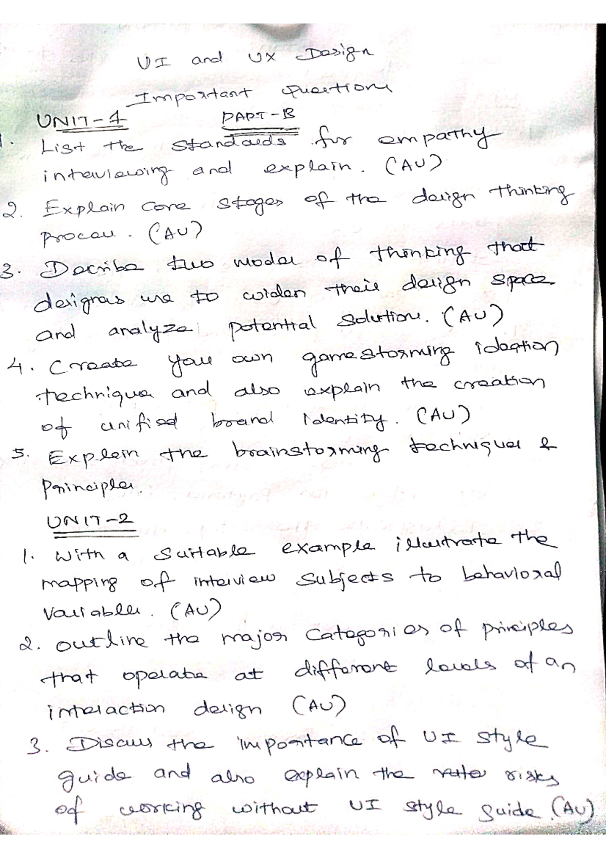 Ui and ux design - UI and UX Design Important Questions 1 List the ...