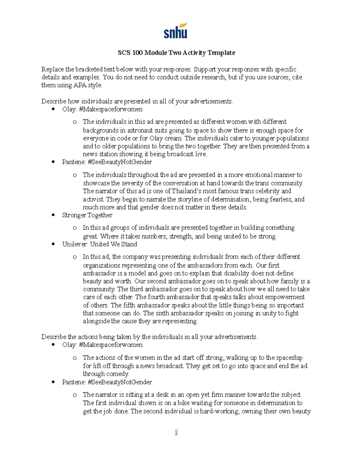 SCS 100 Module Two Activity Template SCS 100 Module Two Activity