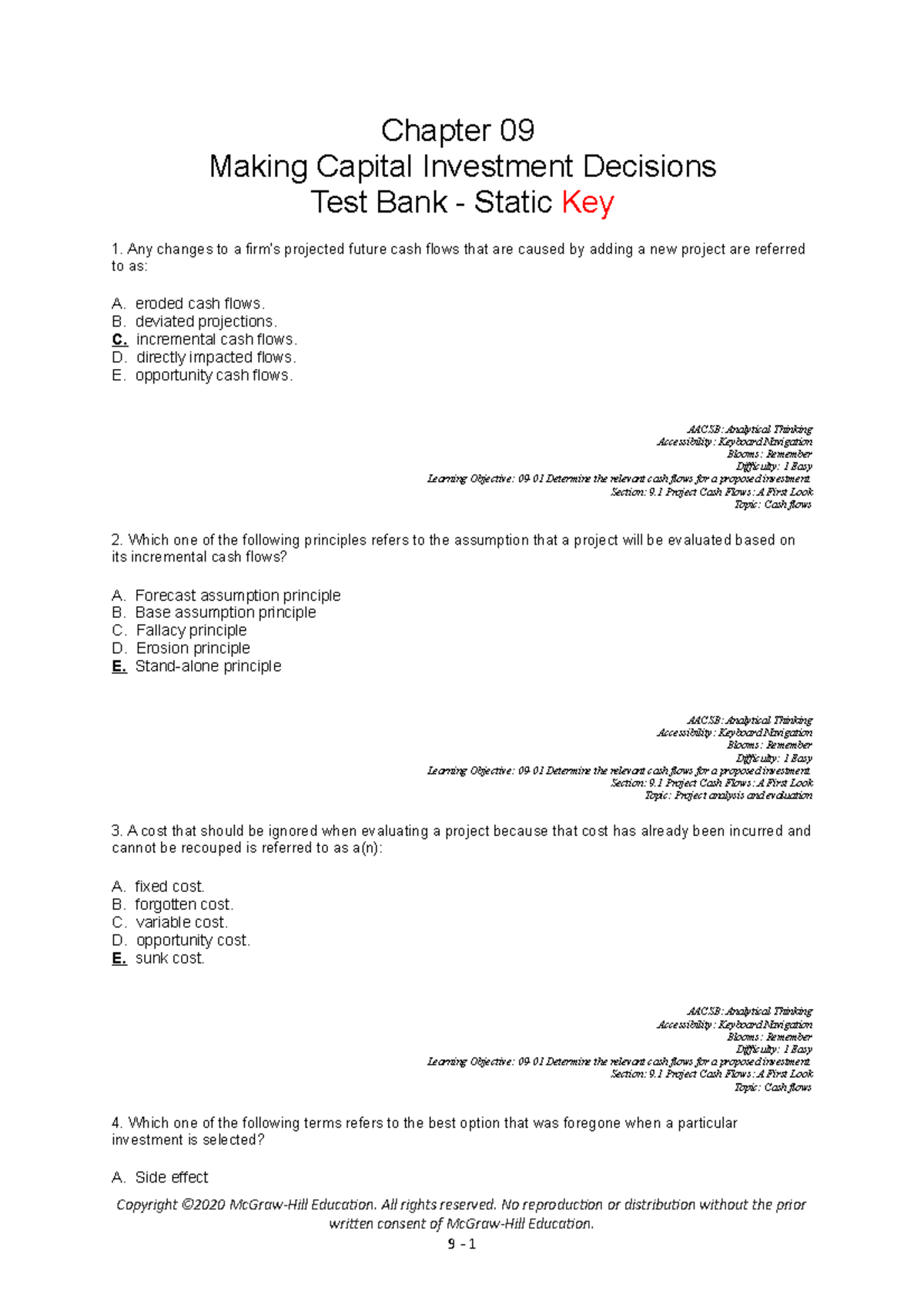 QuqjqkkkkkqjqjjQ - Chapter 09 Making Capital Investment Decisions Test ...