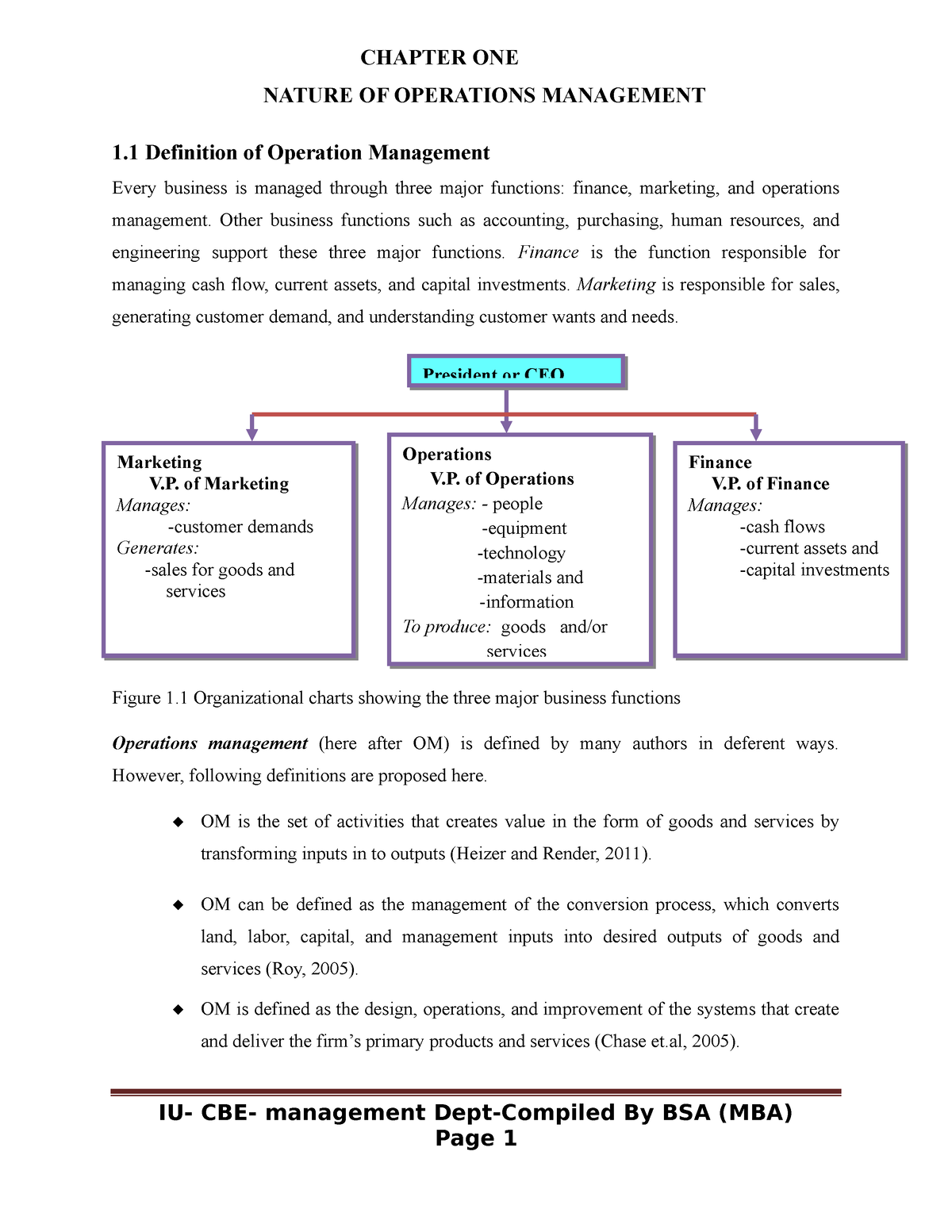 Chapter 1 - By Birhanu S.(BA,MBA) - CHAPTER ONE NATURE OF OPERATIONS ...