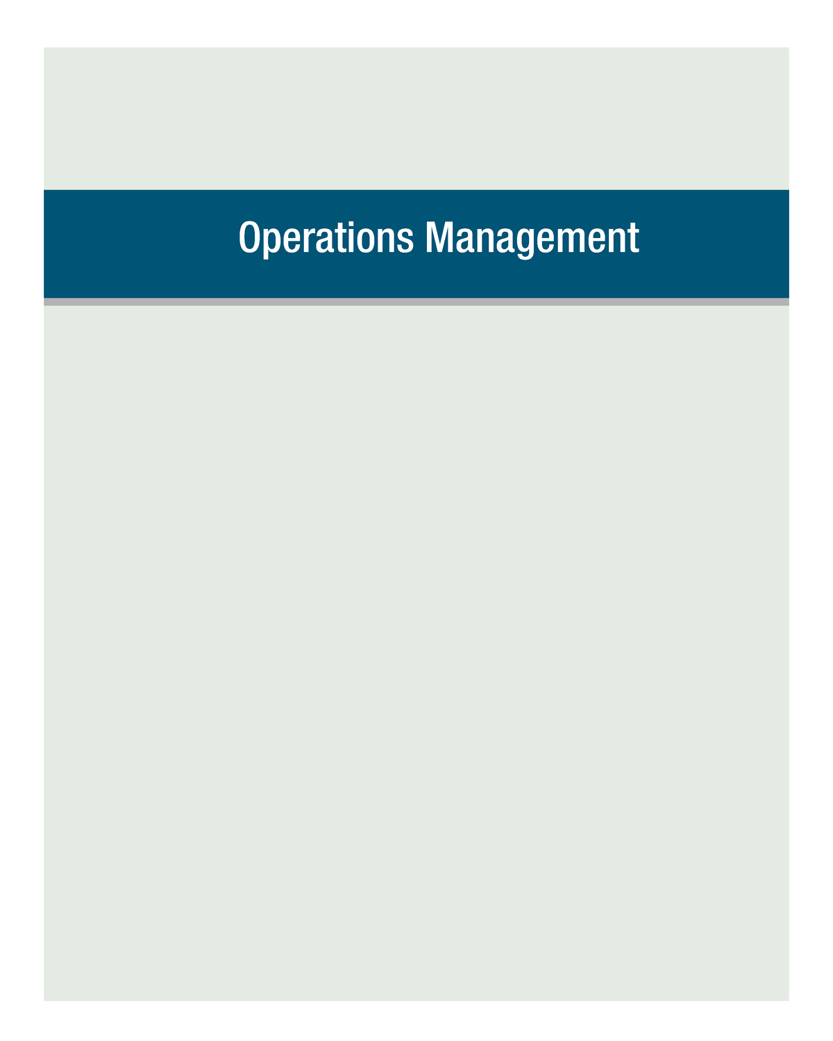 OPM and TQM-Chapter 1 - Operations Management C H A P T E R 1 CHAPTER ...