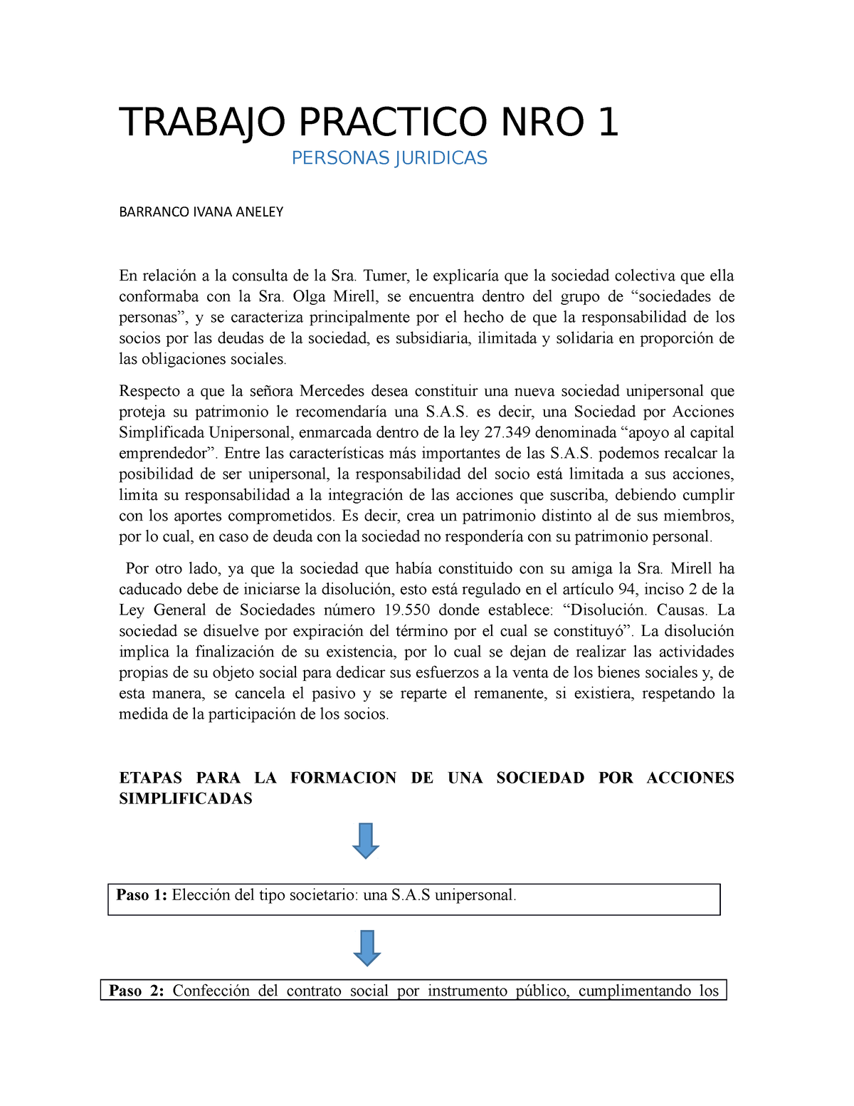 Trabajo Practico Nro 1 Pers Juridicas Trabajo Practico Nro 1 Personas Juridicas Barranco 0249