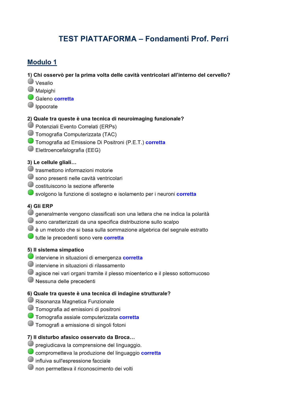 TEST-piattaforma-corretti - StuDocu
