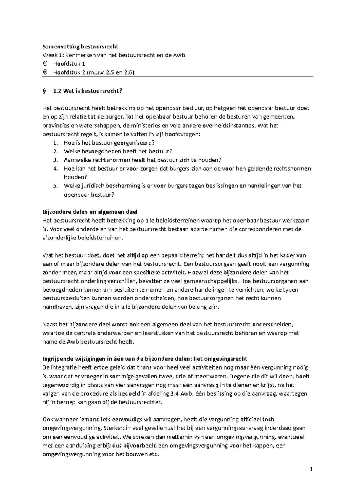 (uitgebreide) Samenvatting Bestuursrecht - Samenvatting Bestuursrecht ...