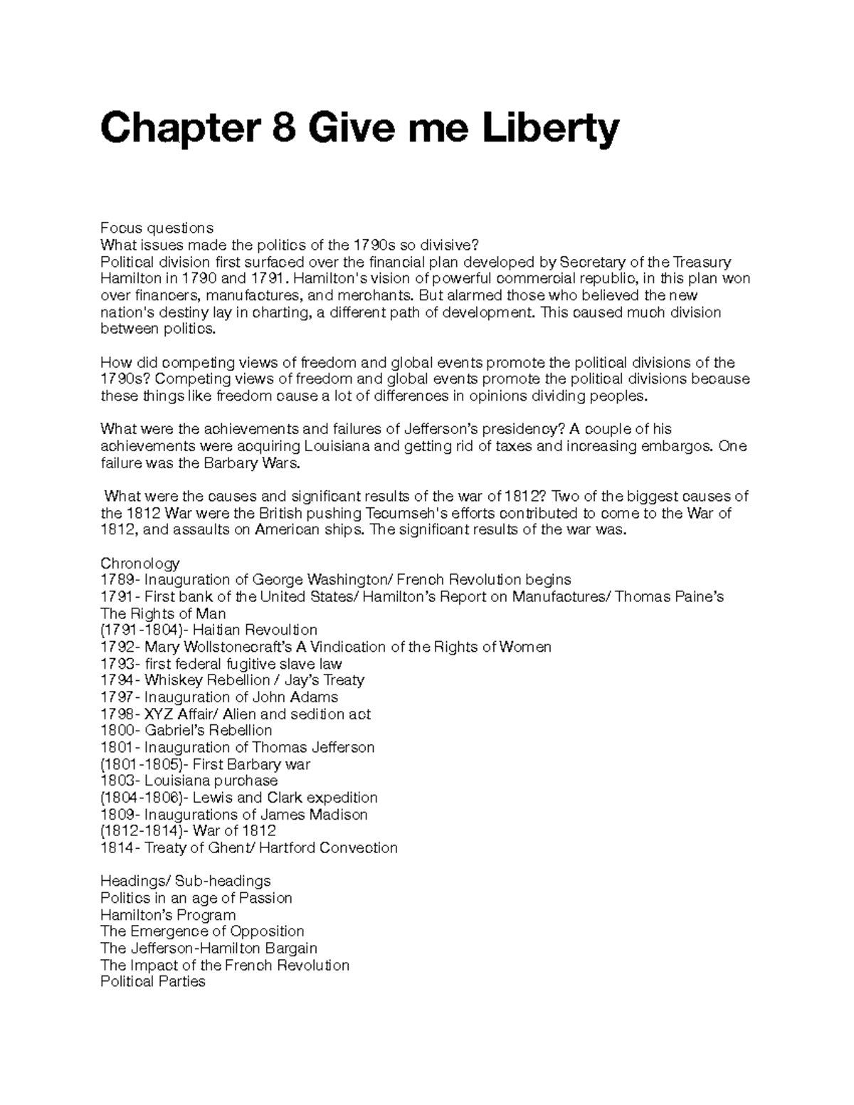 Chapter 8 Give me Liberty - Chapter 8 Give me Liberty Focus questions ...