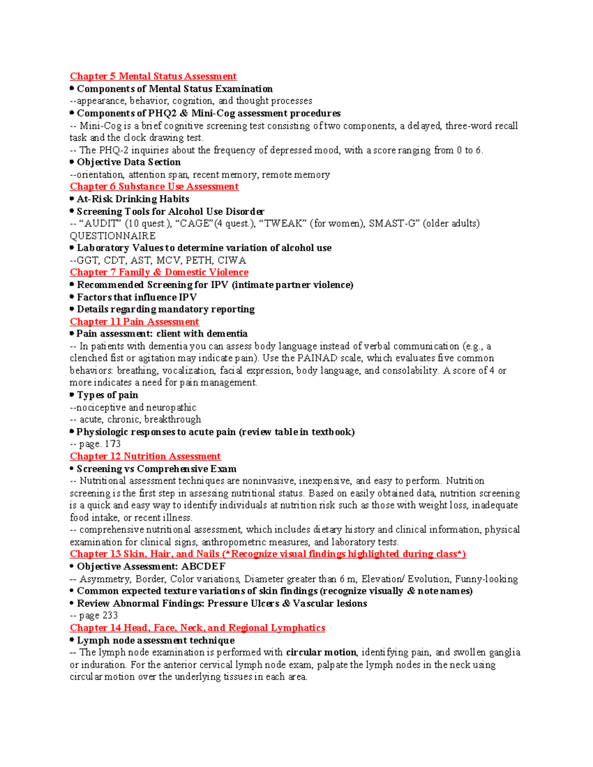 NSG 3009 EXAM 2 Review - exam key points - Chapter 5 Mental Status ...