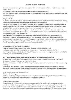 Article 9 Human Rights - Week 8 - Lecture 8 - Human Rights : Article 9 ...