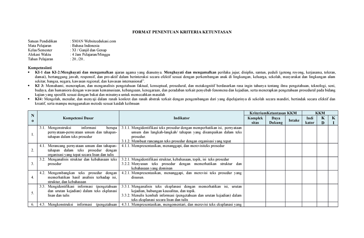 7. Format Penentuan KKM B.Indo Kelas XI K13 (Websiteedukasi - FORMAT ...