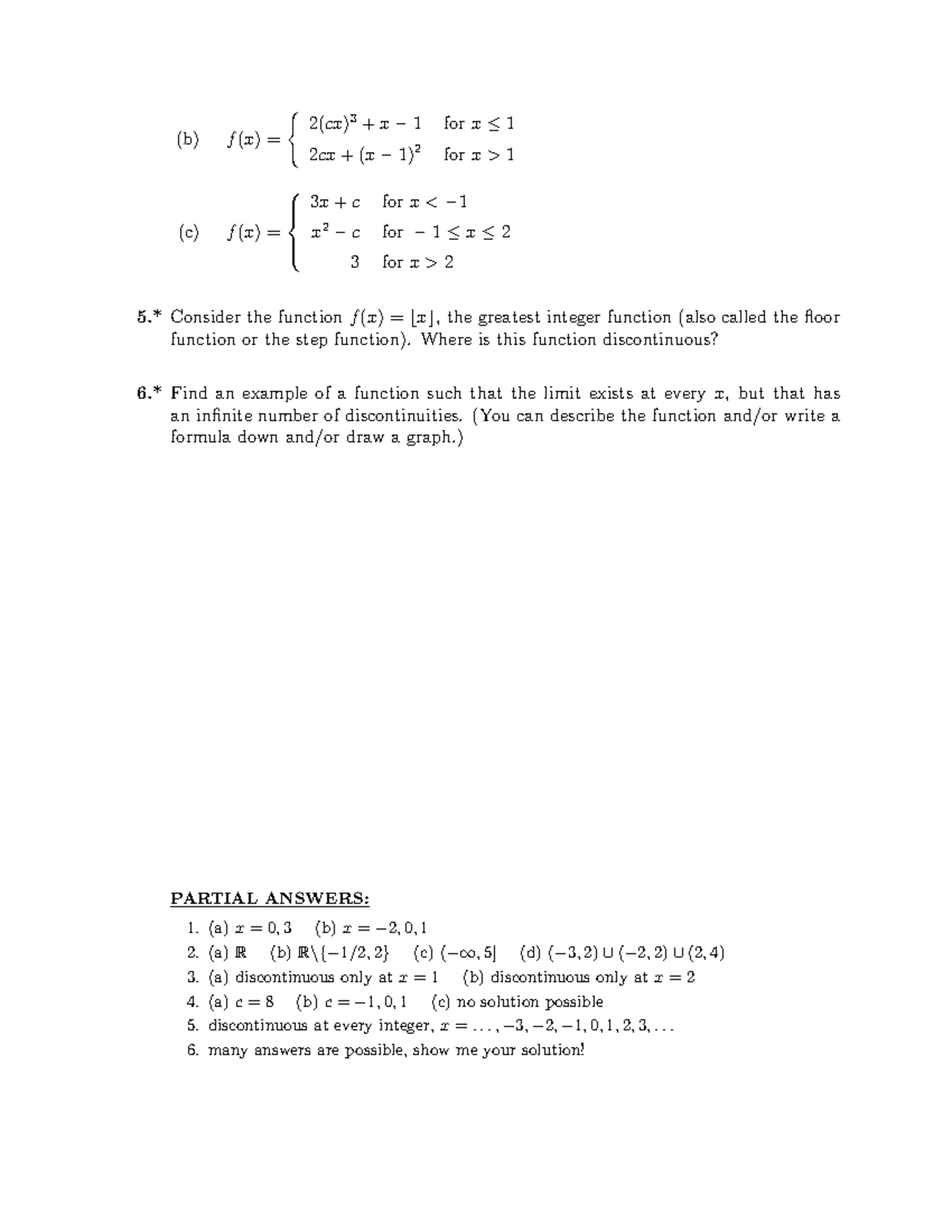 Calculus Review 1cnmf49 Pages 8 B F X { 2 Cx 3 X − 1 For X ≤ 1 2 Cx X − 1 2 For X