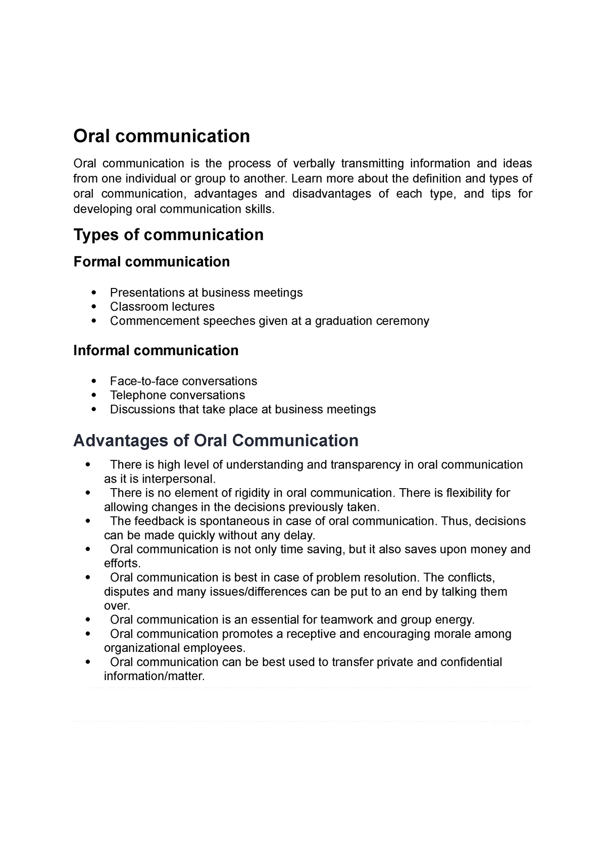 oral communication assignment pdf