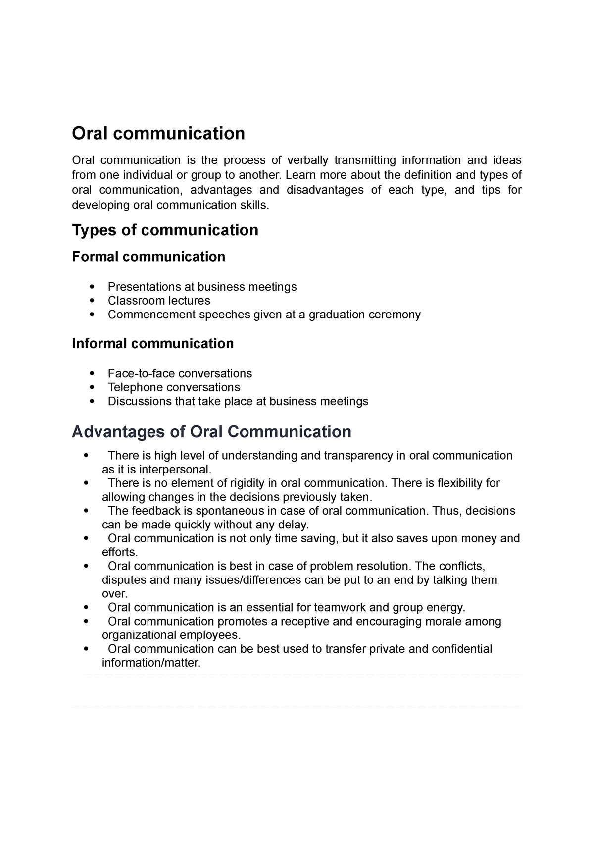 oral communication essay 300 words