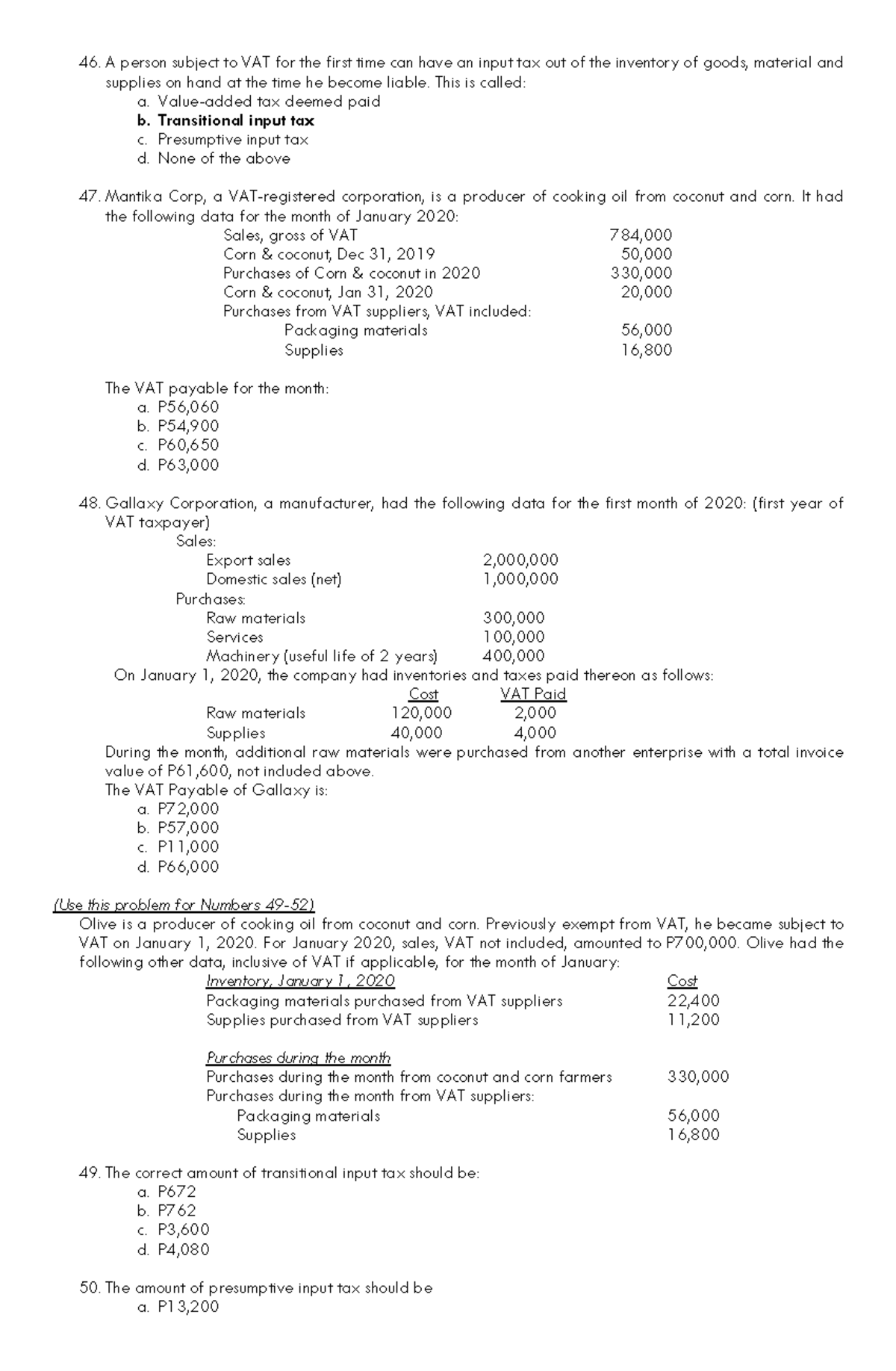 Income Taxation - transitional input tax, VAT - BS Accountancy ...
