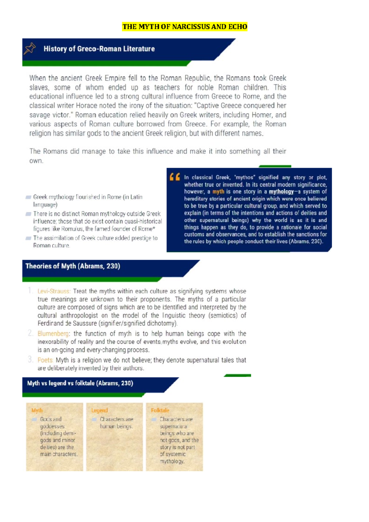 Lesson 3 Notes - BS In Accountancy - THE MYTH OF NARCISSUS AND ECHO ...