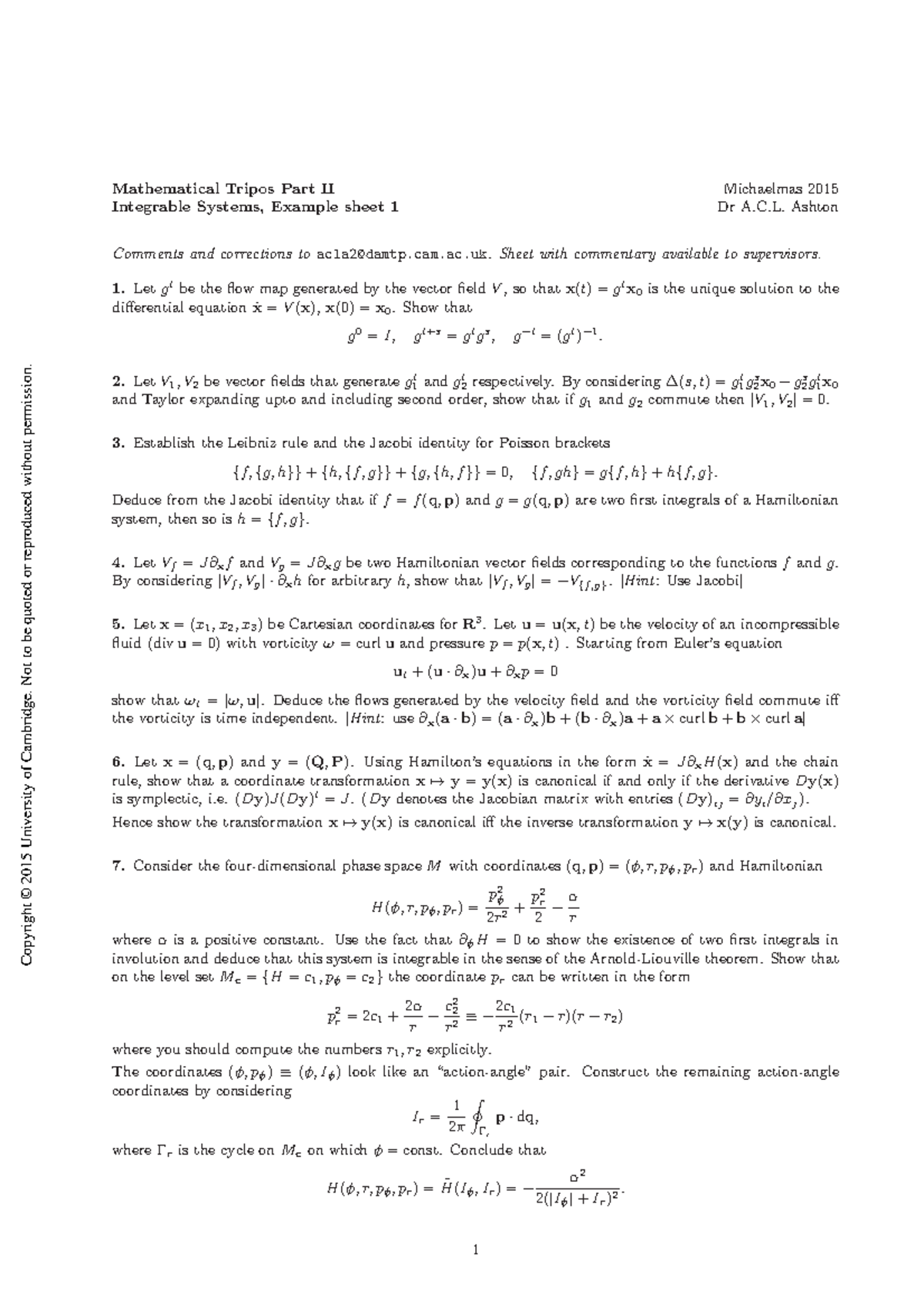 tutorial-work-1-example-sheet-michaelmas-2015-dr-a-c-ashton