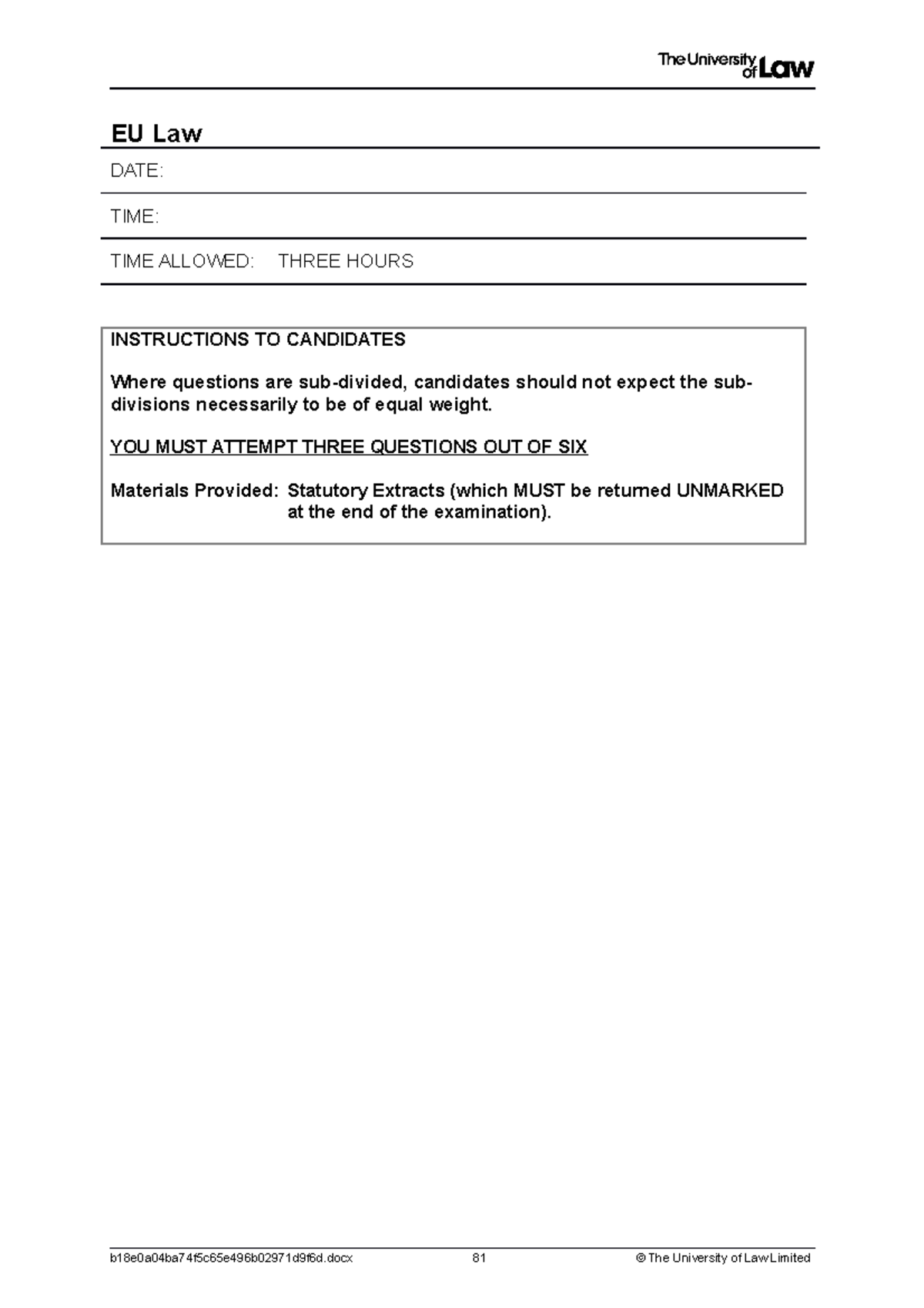 EU Law exam paper 2021 xxx9 Studocu