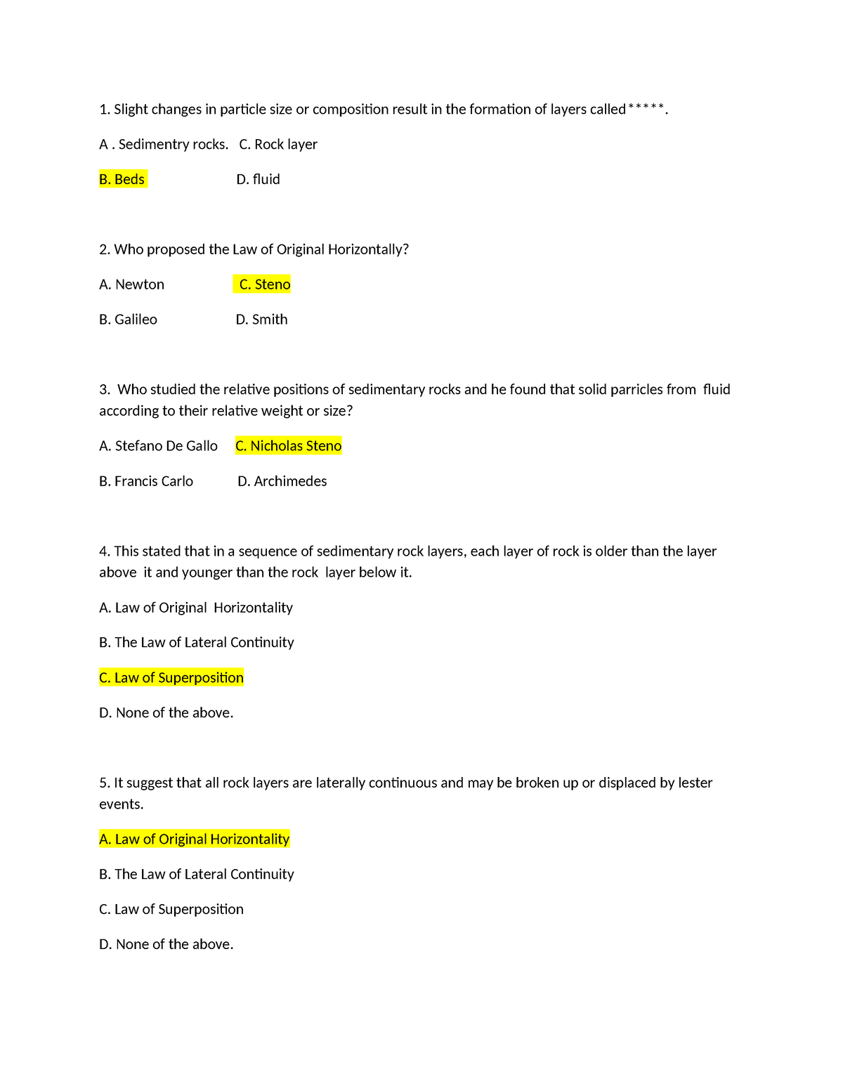 Quiz Earth Science - 1. Slight Changes In Particle Size Or Composition 