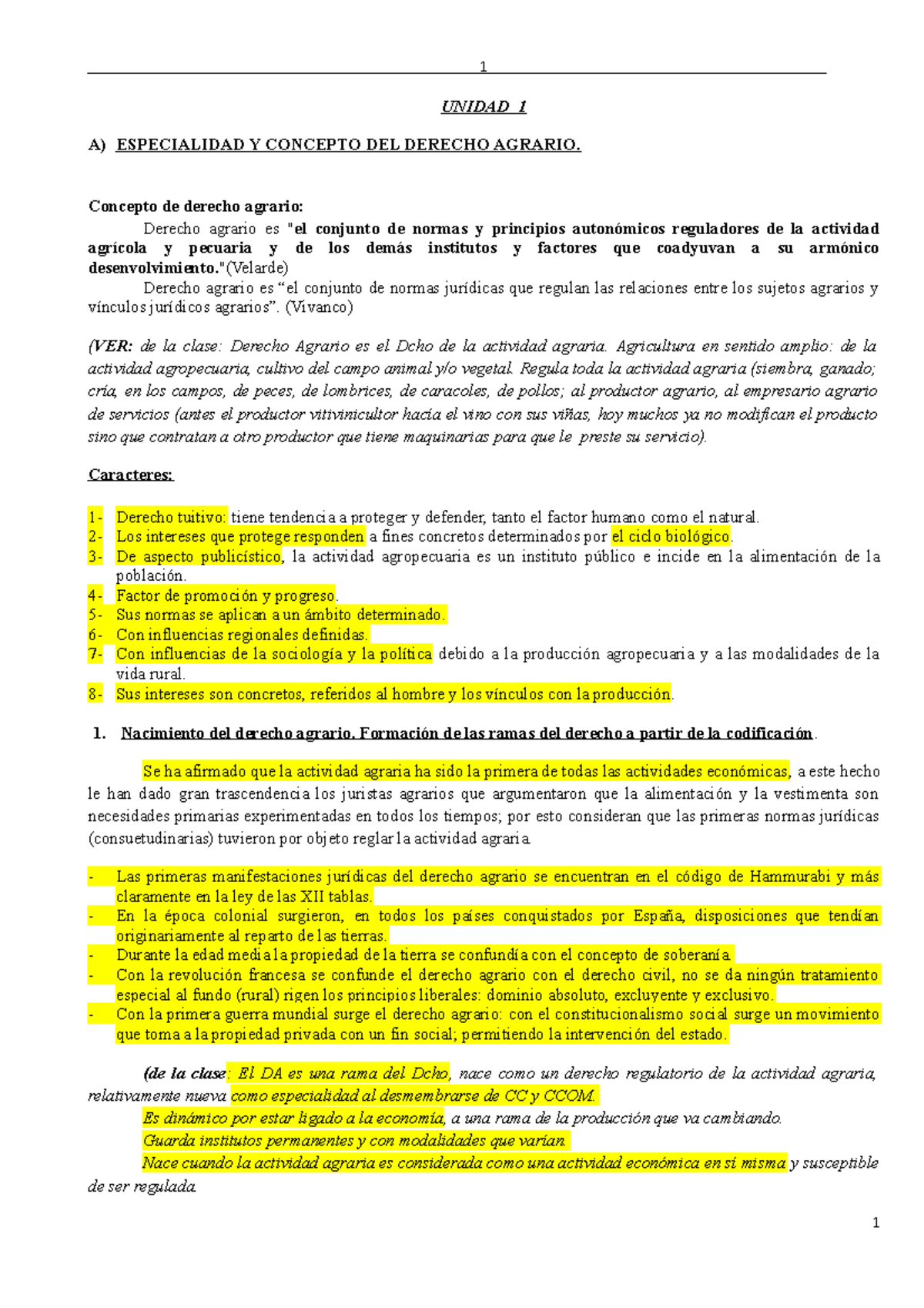 Apunte De Derecho Agrario Y Ambiental En La Unne - UNIDAD 1 A ...