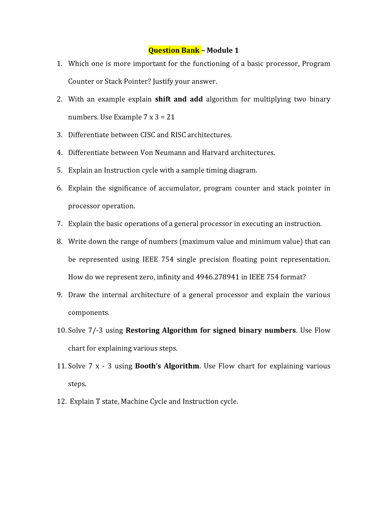 Question Bank CAM - Module 1 - Question Bank – Module 1 Which One Is ...