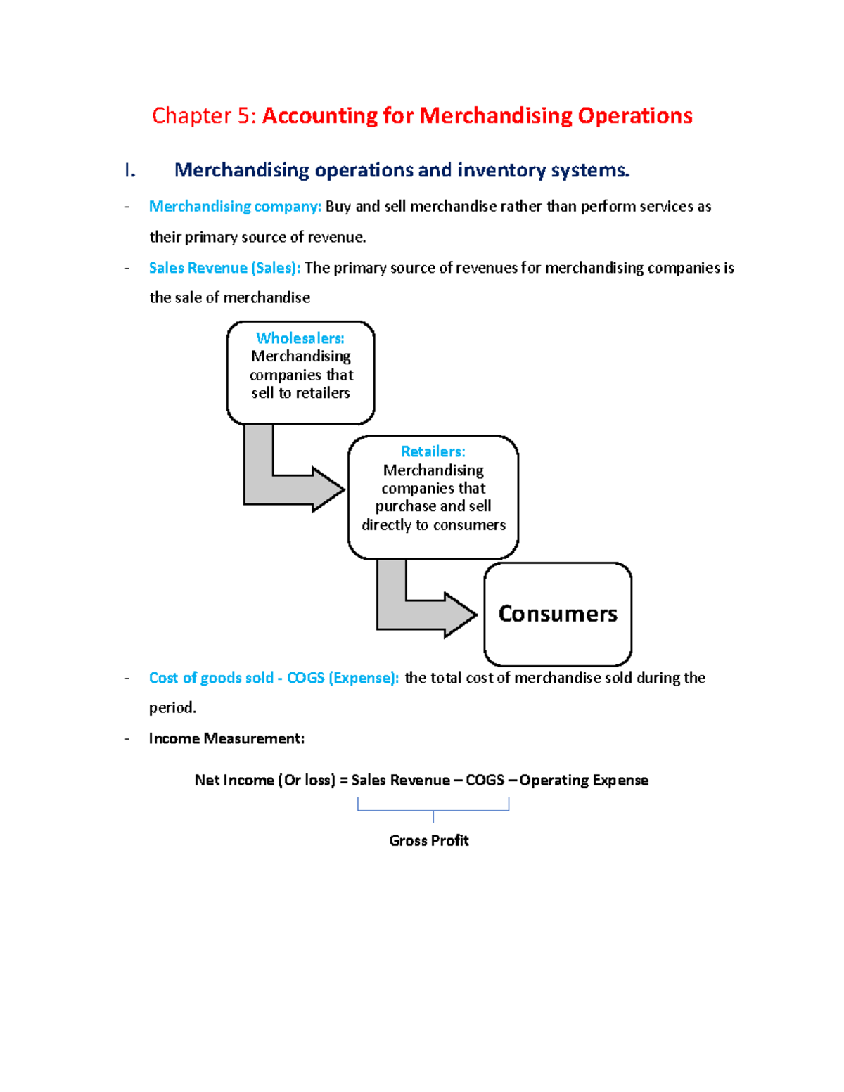 Chapter 5 - Chapter 5: Accounting For Merchandising Operations I ...