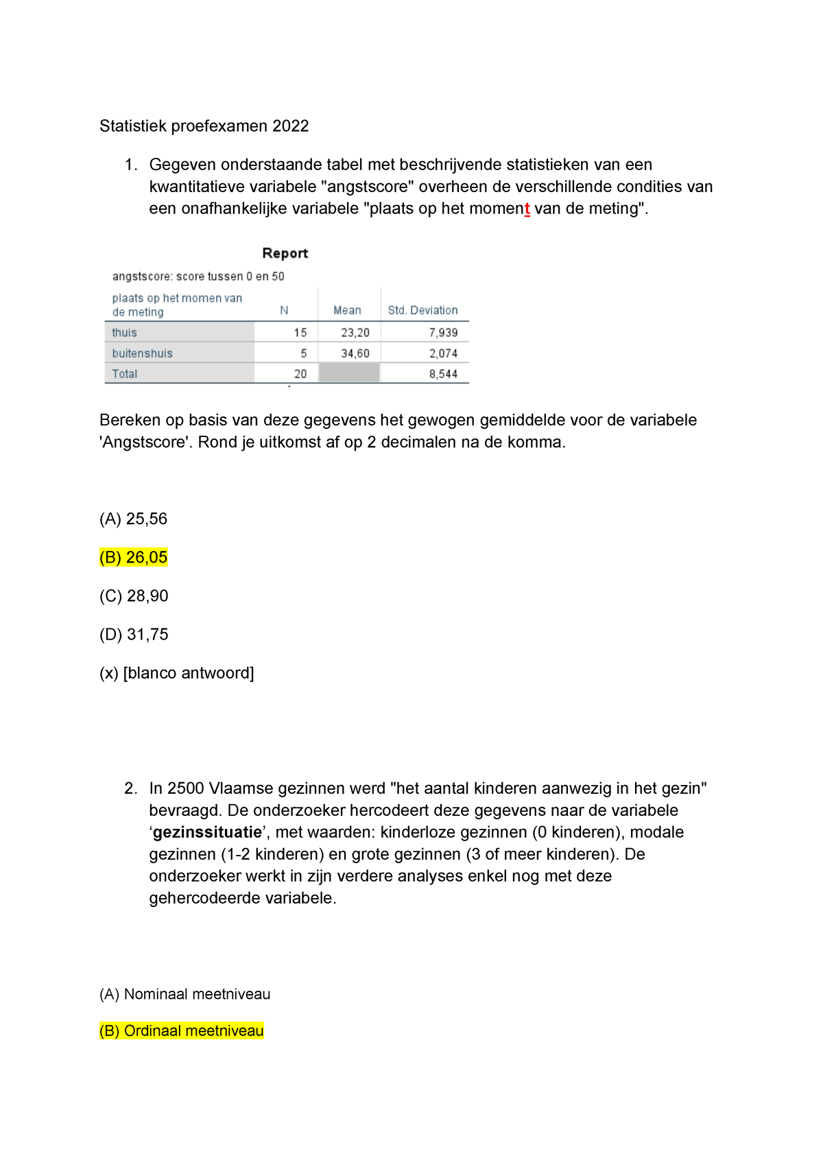 Statistiek Proefexamen 2022 - Statistiek Proefexamen 2022 1. Gegeven ...