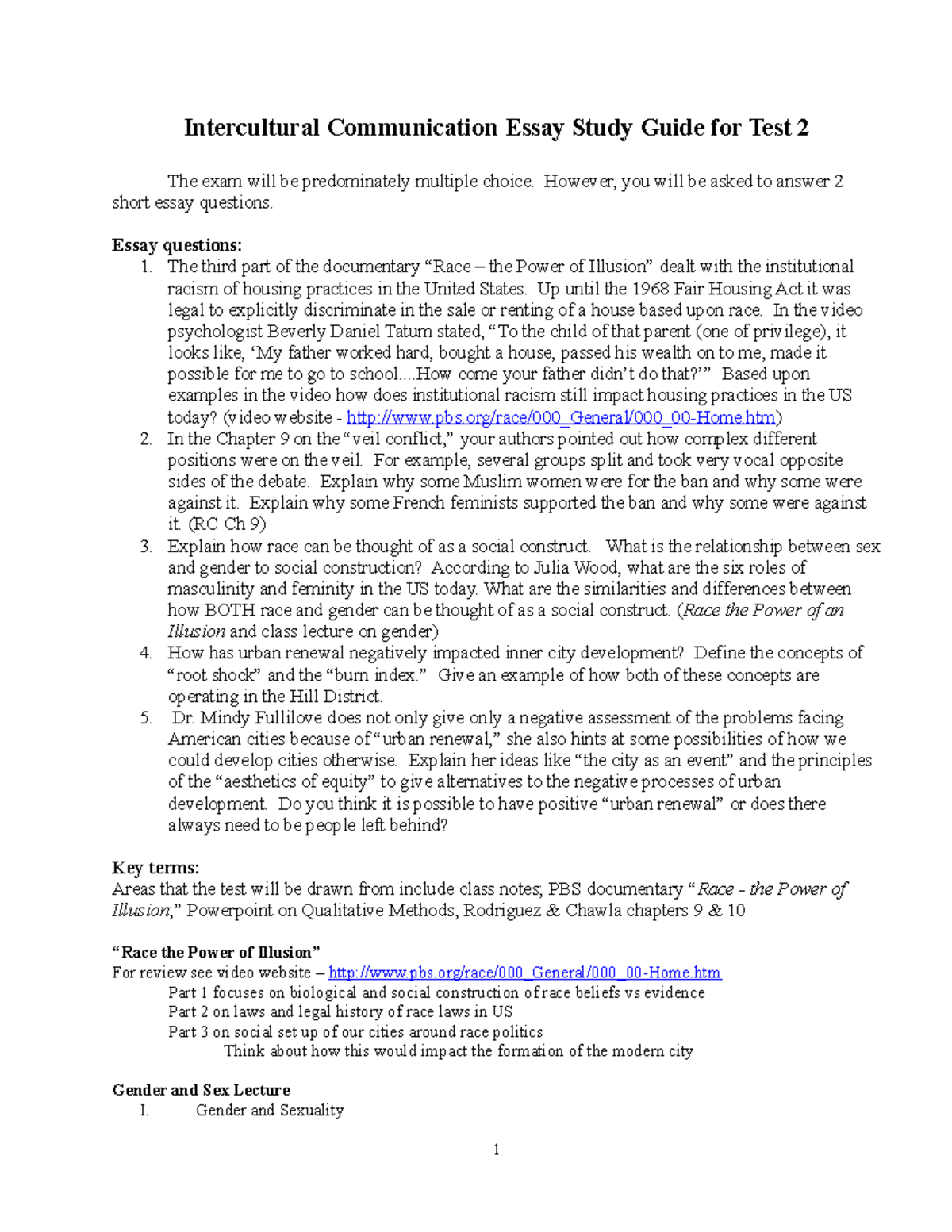 Study Guide Comm 114SL Test 2 - Intercultural Communication Essay Study ...