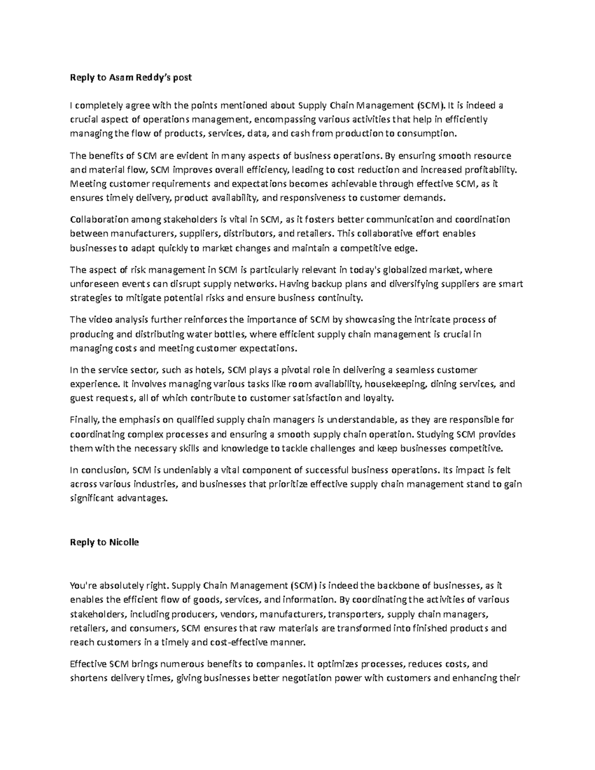 DF reply - notes - OPMT 620 - UCW - Studocu