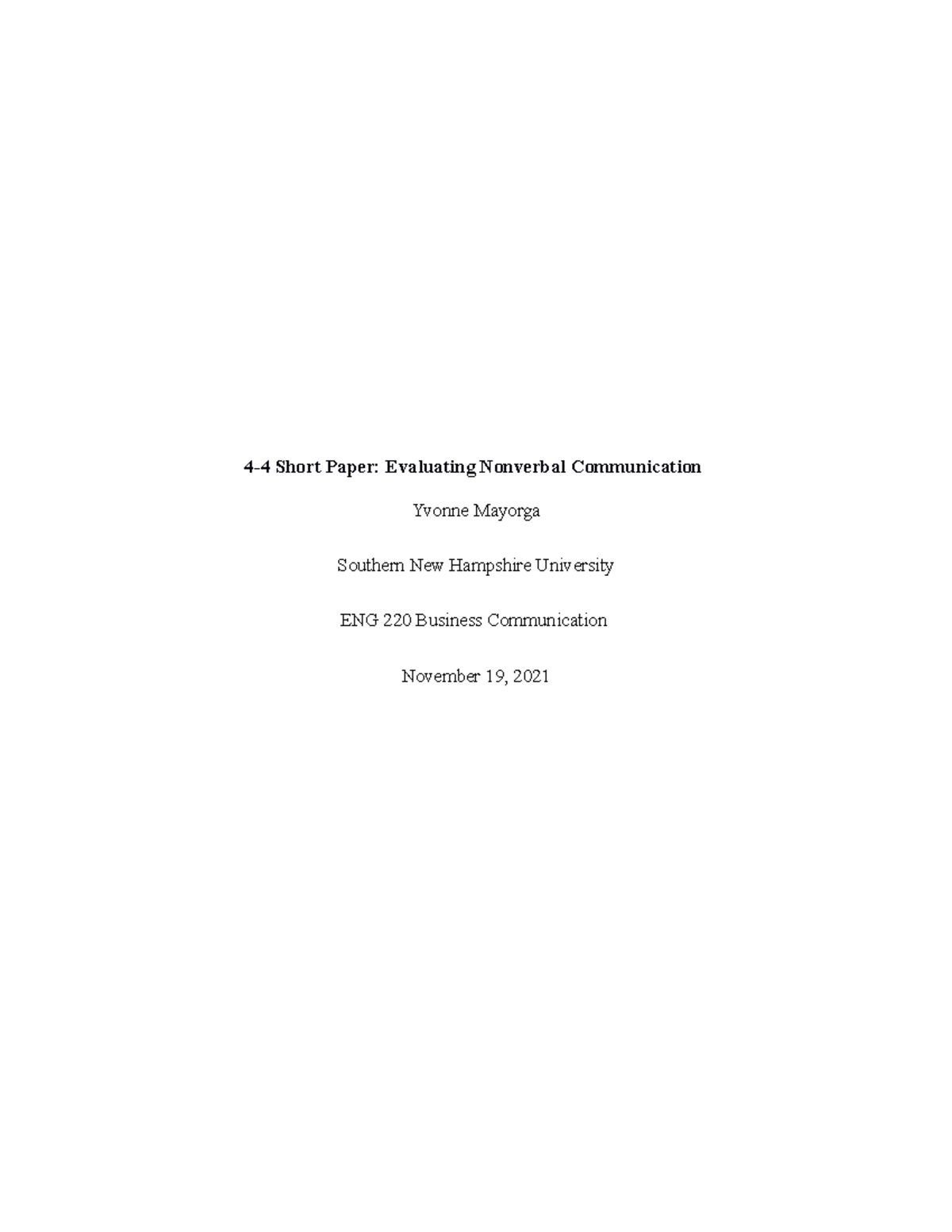 ENG 220 Business Communication 4 4 Short Paper - 4-4 Short Paper ...