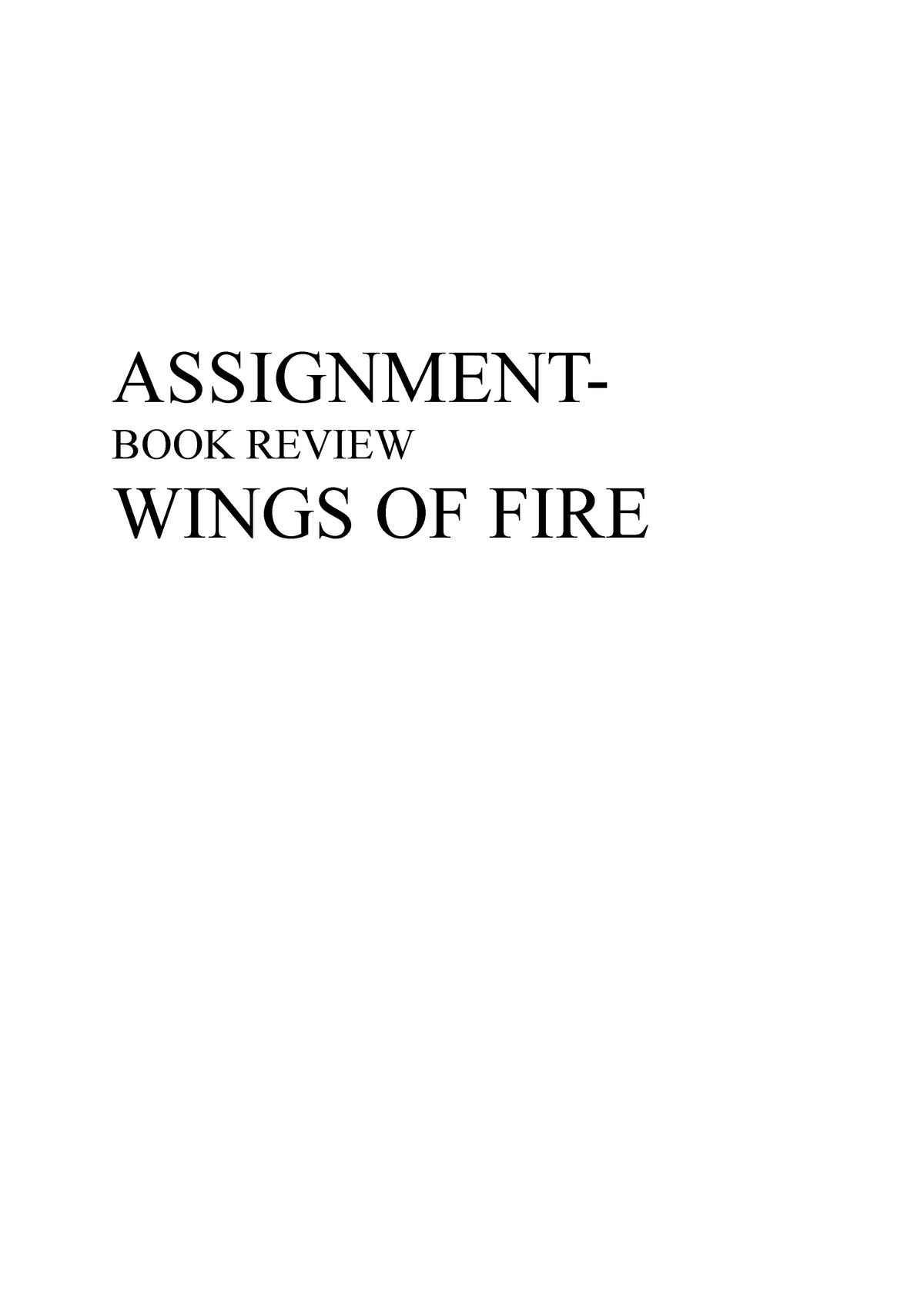 book review of wings of fire in points