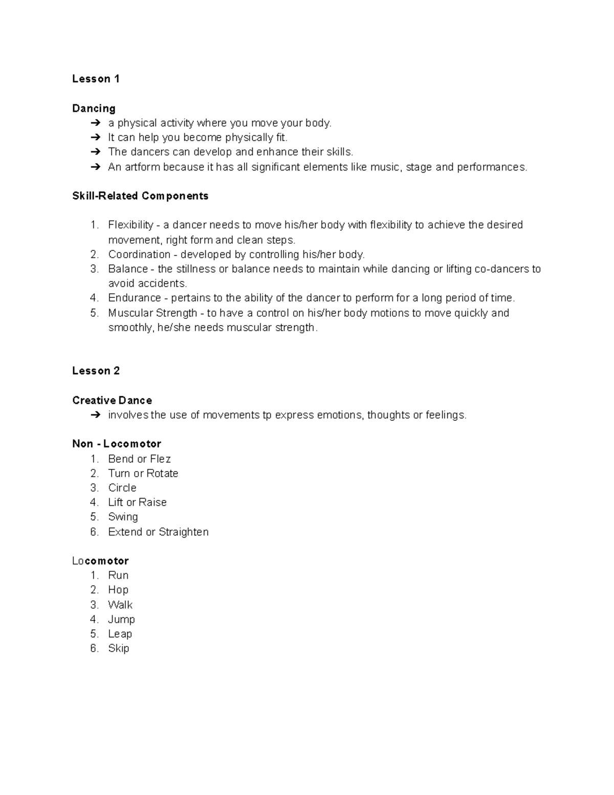 P.E Reviewer - Lesson 1 Dancing a physical activity where you move your ...