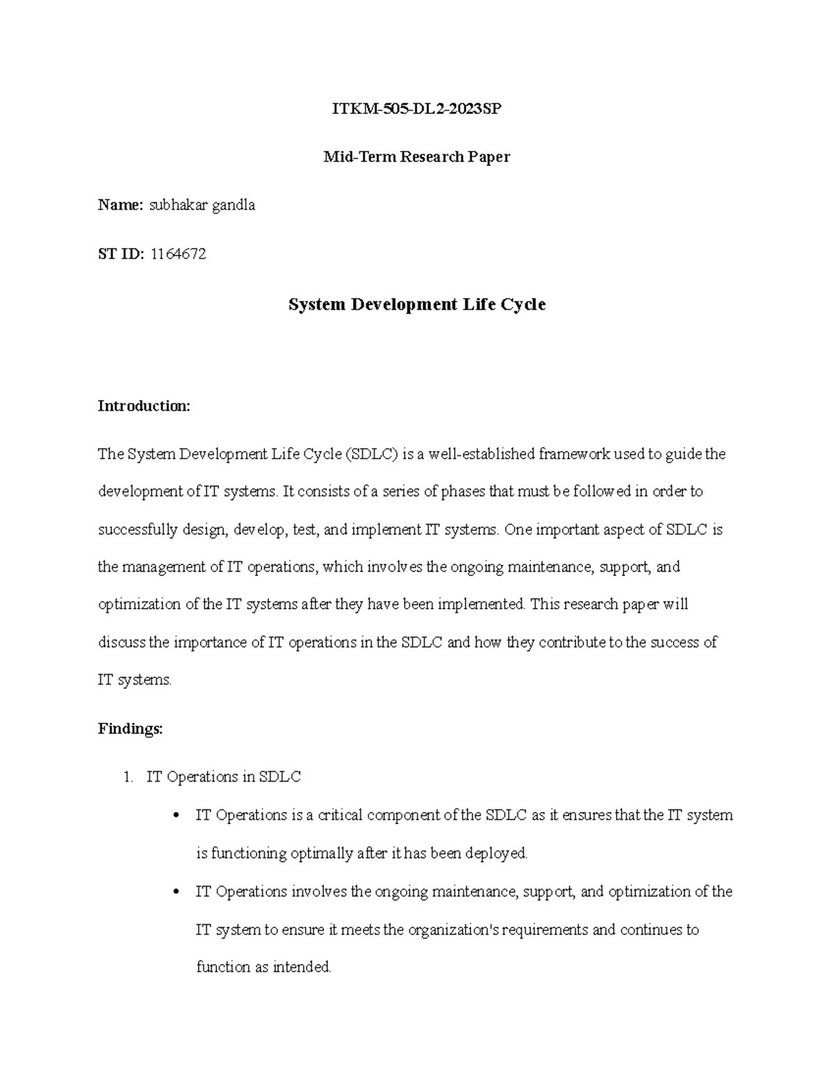 System quality control - ITKM-505-DL2-2023SP Mid-Term Research Paper ...
