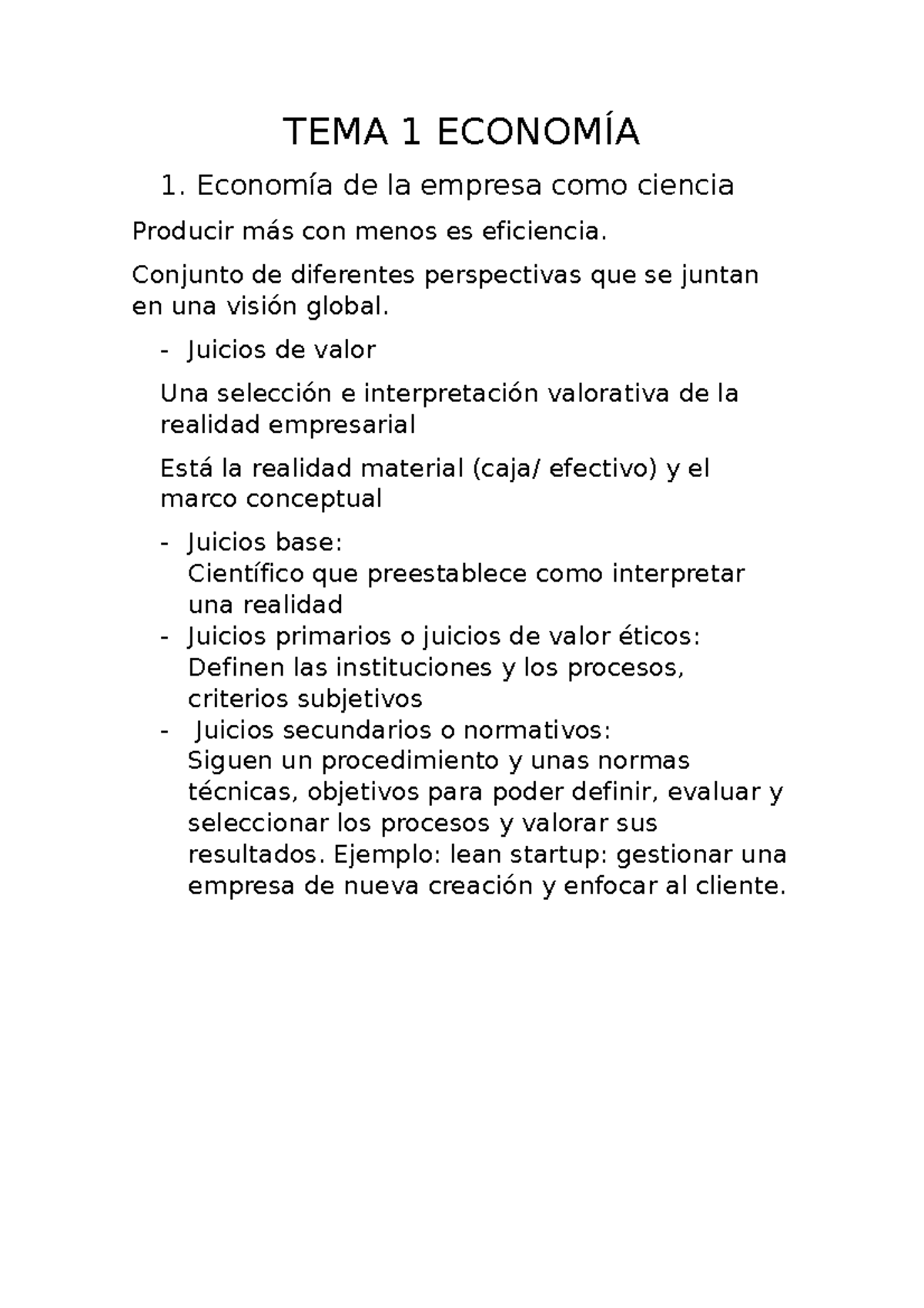 TEMA 1 - Apuntes Tema 1 Economía - TEMA 1 ECONOMÍA 1. Economía De La ...