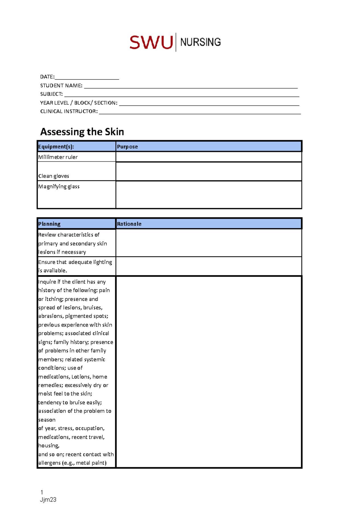 Skin-Student-Activity - DATE:_____________________ STUDENT NAME: - Studocu