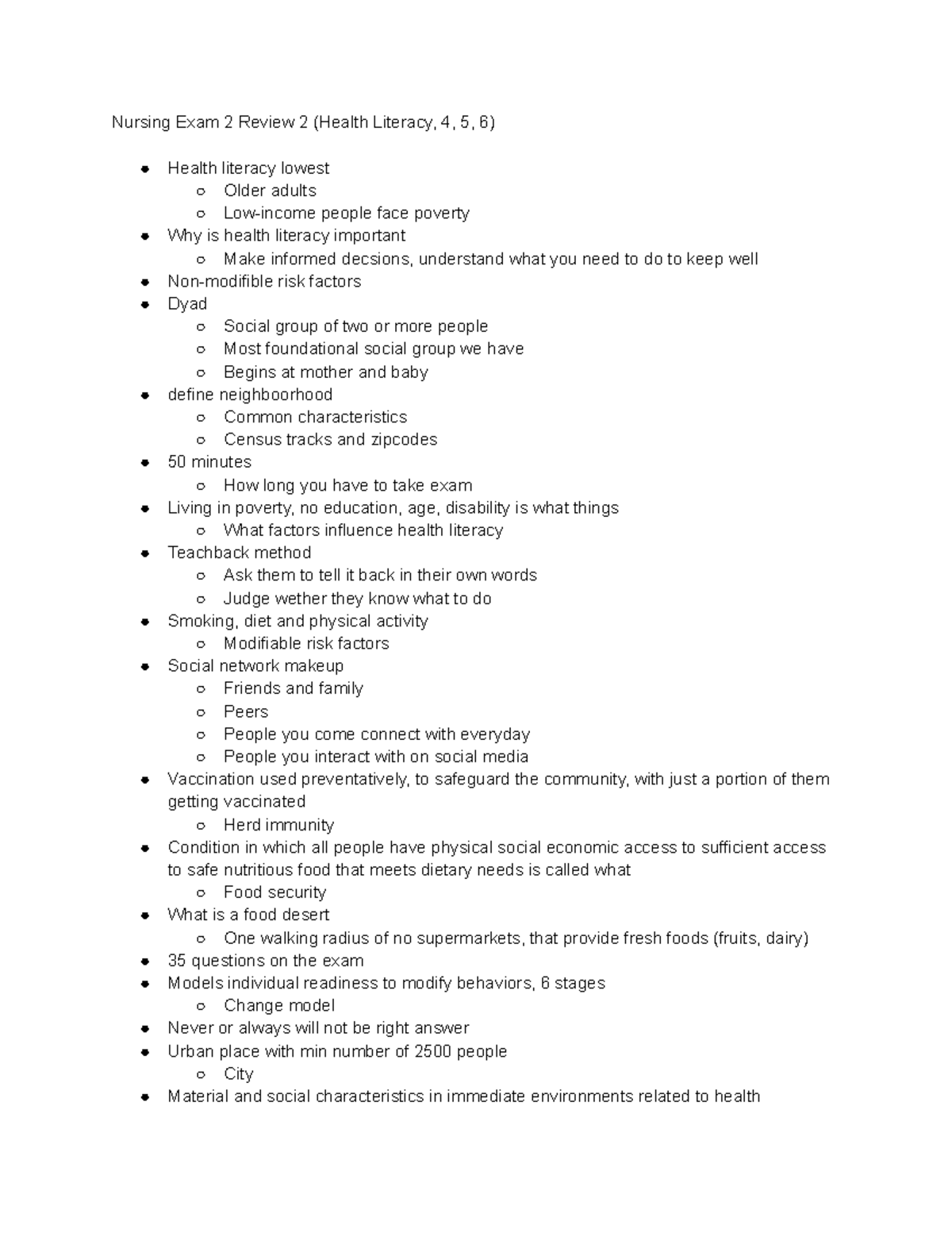 Nursing Exam 2 Review - Notes for Exam 2 - Nursing Exam 2 Review 2 ...