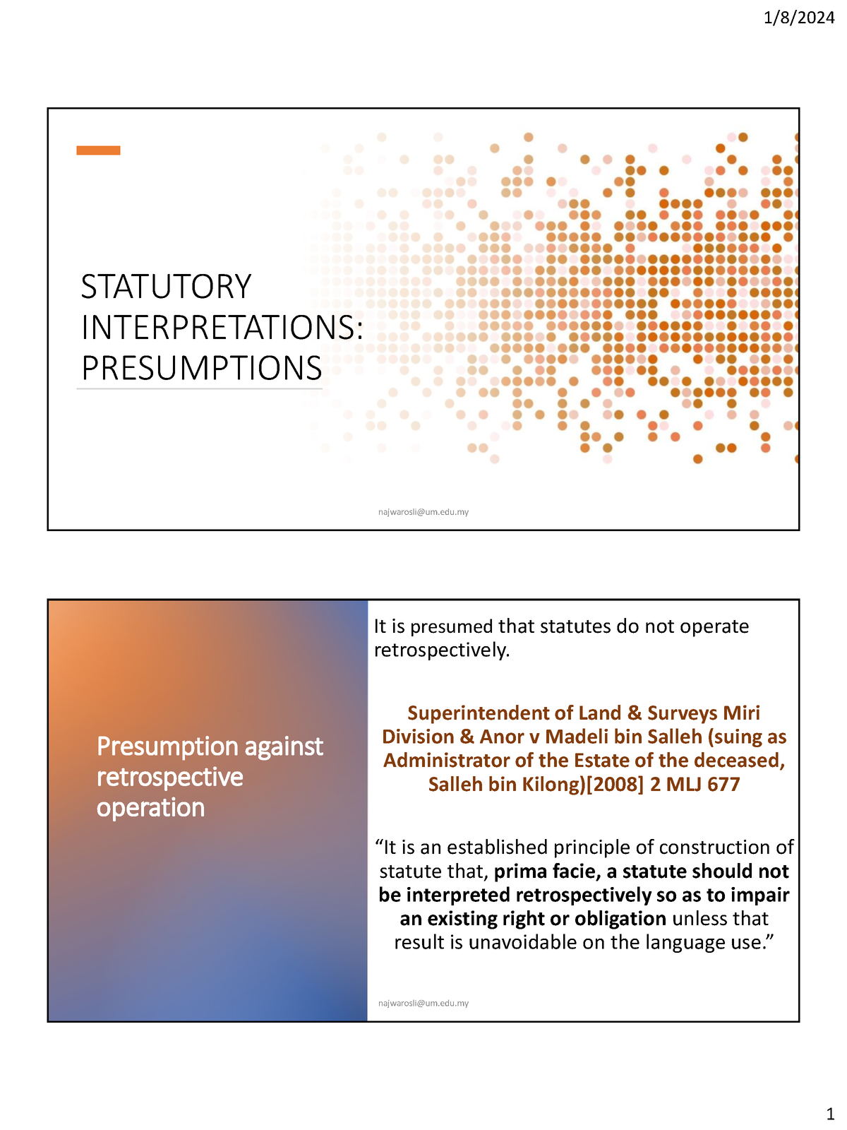 Statutory Interpreations Presumptions - STATUTORY INTERPRETATIONS ...