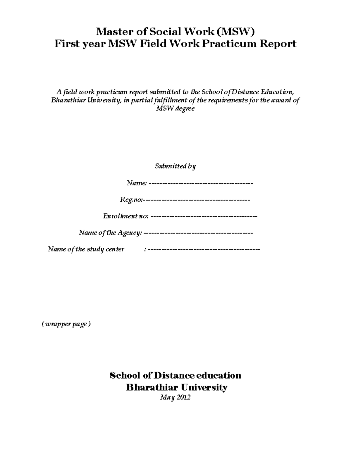 nsou msw dissertation guide list