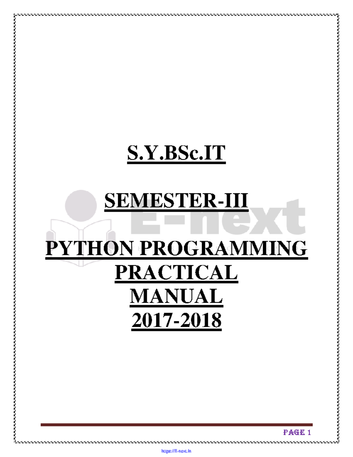 Python Manual (E-next - Page 1 S.Y.BSc SEMESTER-III PYTHON PROGRAMMING ...