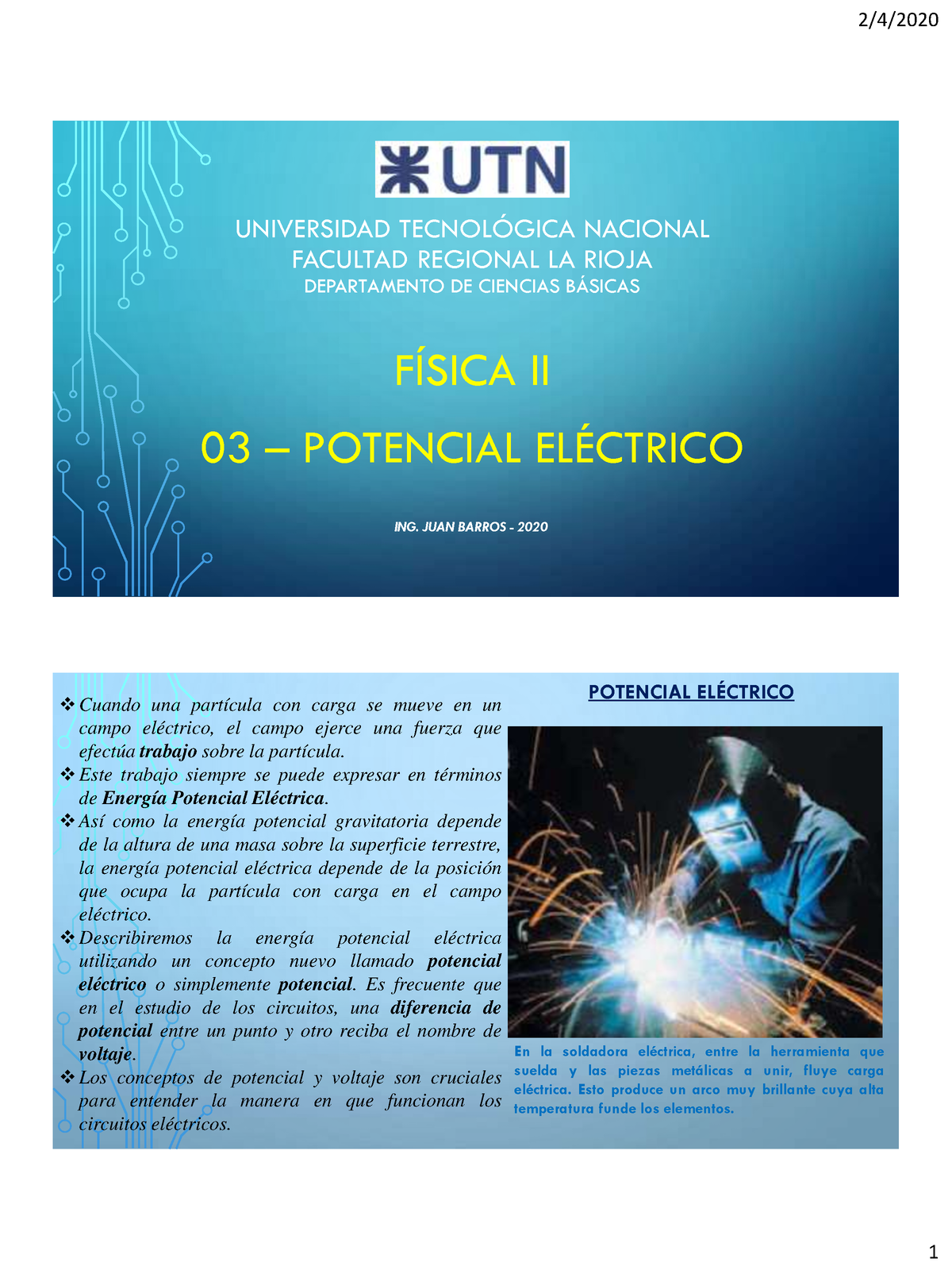 03-Fisica II-Potencial Eléctrico - Web - UNIVERSIDAD TECNOL”GICA ...