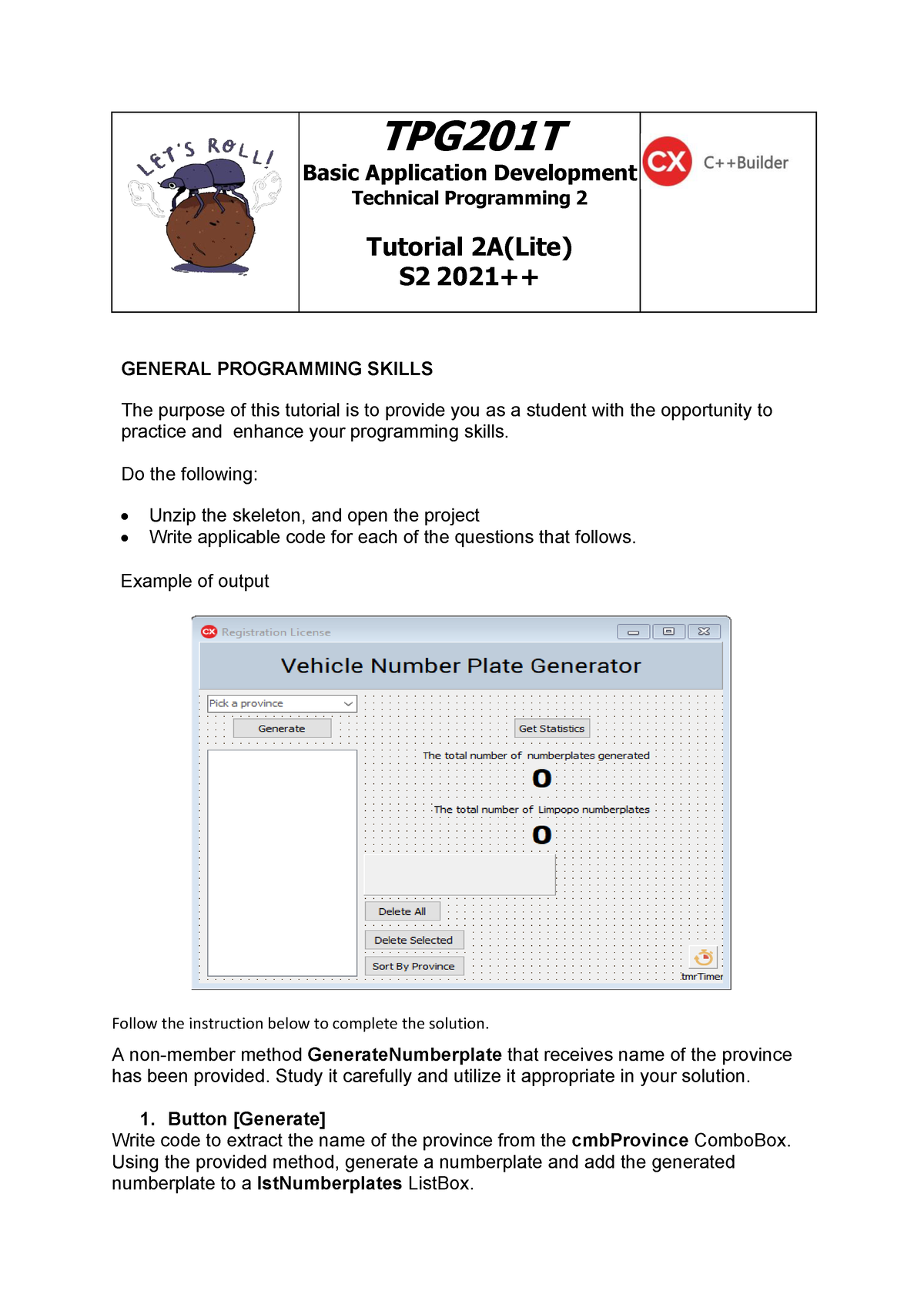 TPG201 Tutorial 2A (Lite) 2021 S2 - TPG201T Basic Application ...