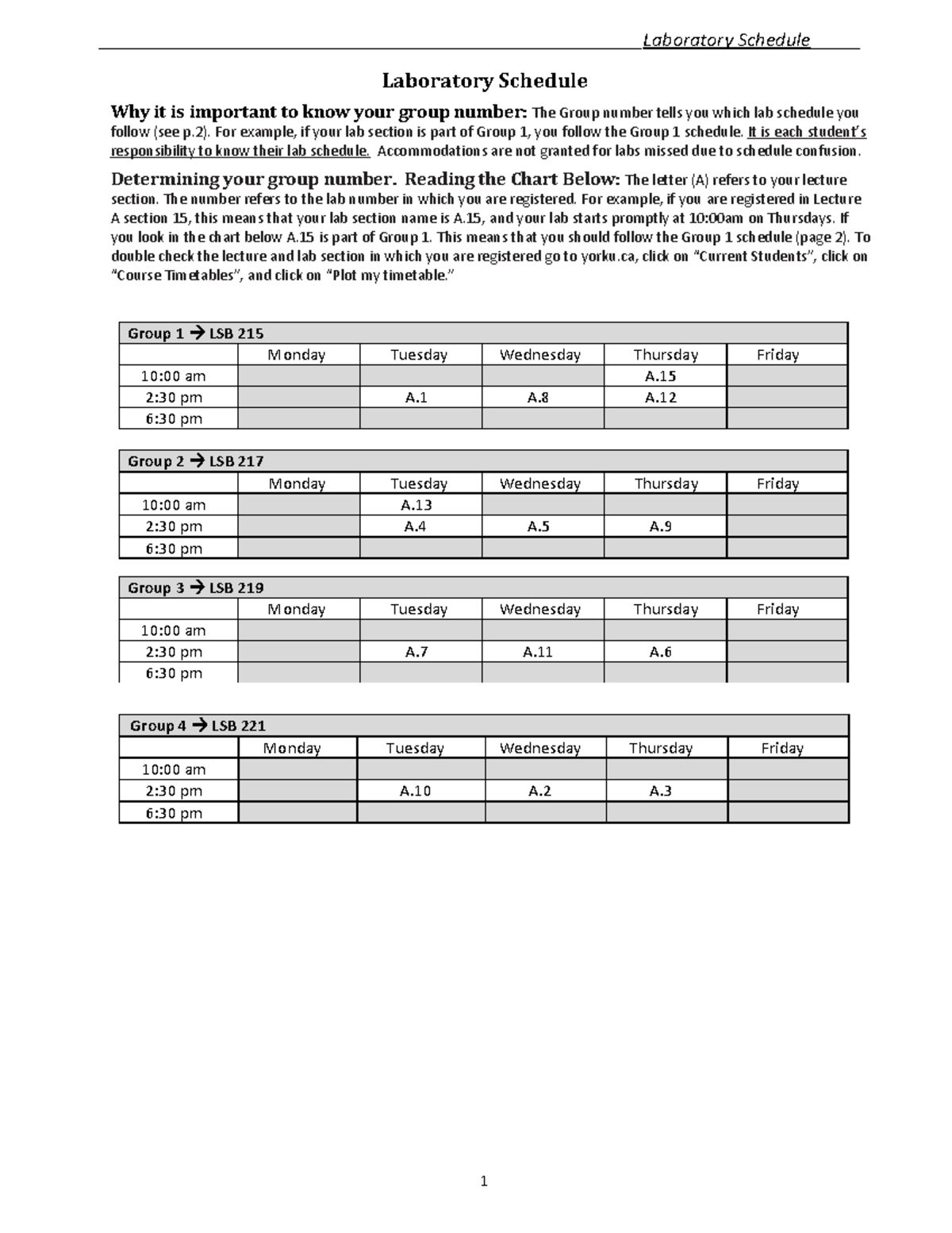 B1000 Summer 2023 - Lab Schedule ...