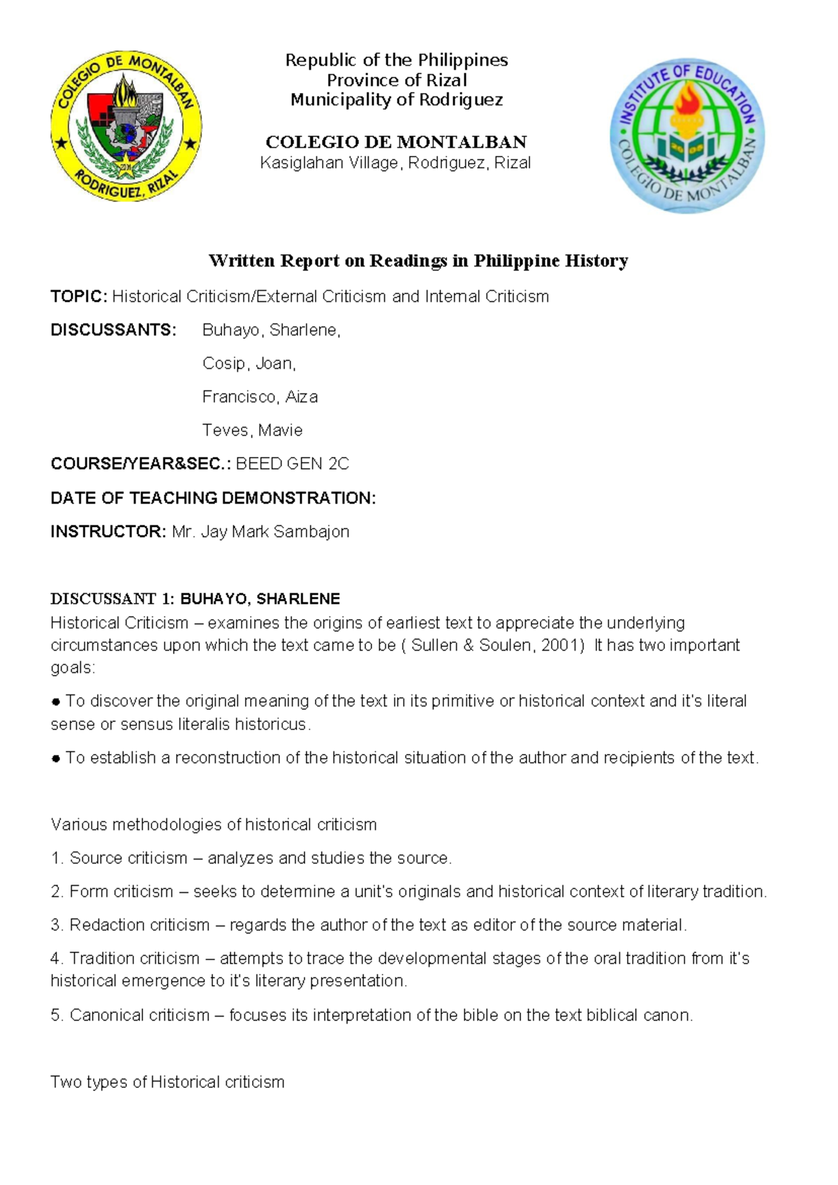 Topic-Historical-Criticism External-Criticism-and-Internal-Cr ...