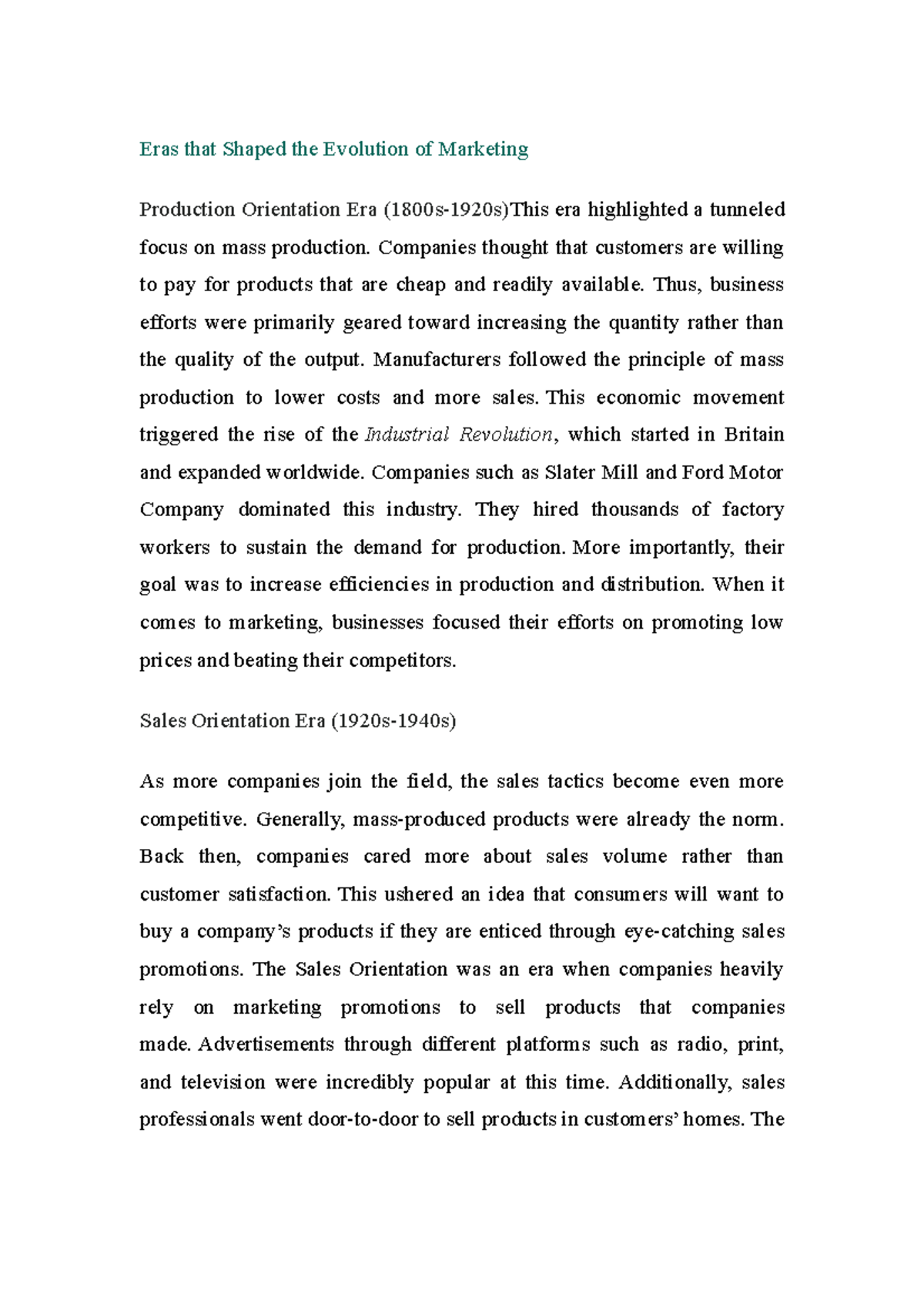 New DOC Document Eras that Shaped the Evolution of Marketing