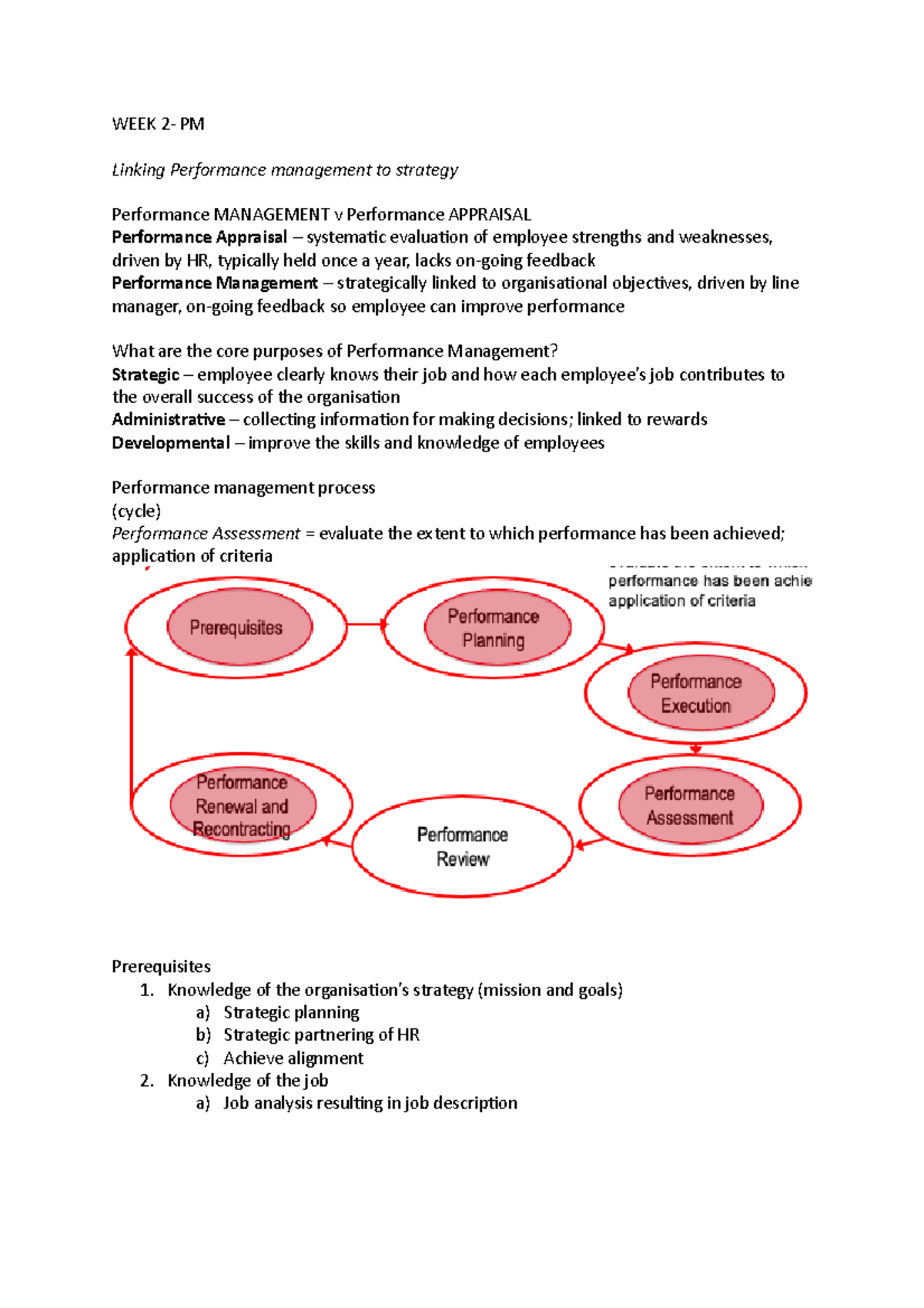 WEEK 2 PM - Lecture notes 2 - WEEK 2- PM Linking Performance management ...