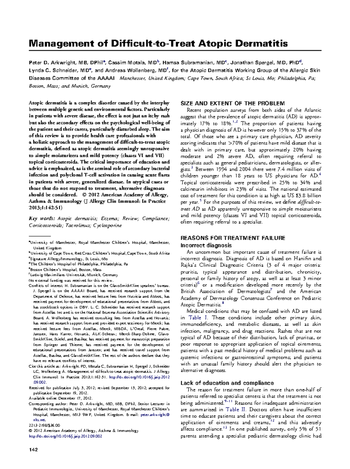 Management of difficult to treat AD 2013 - Management of Difficult-to ...