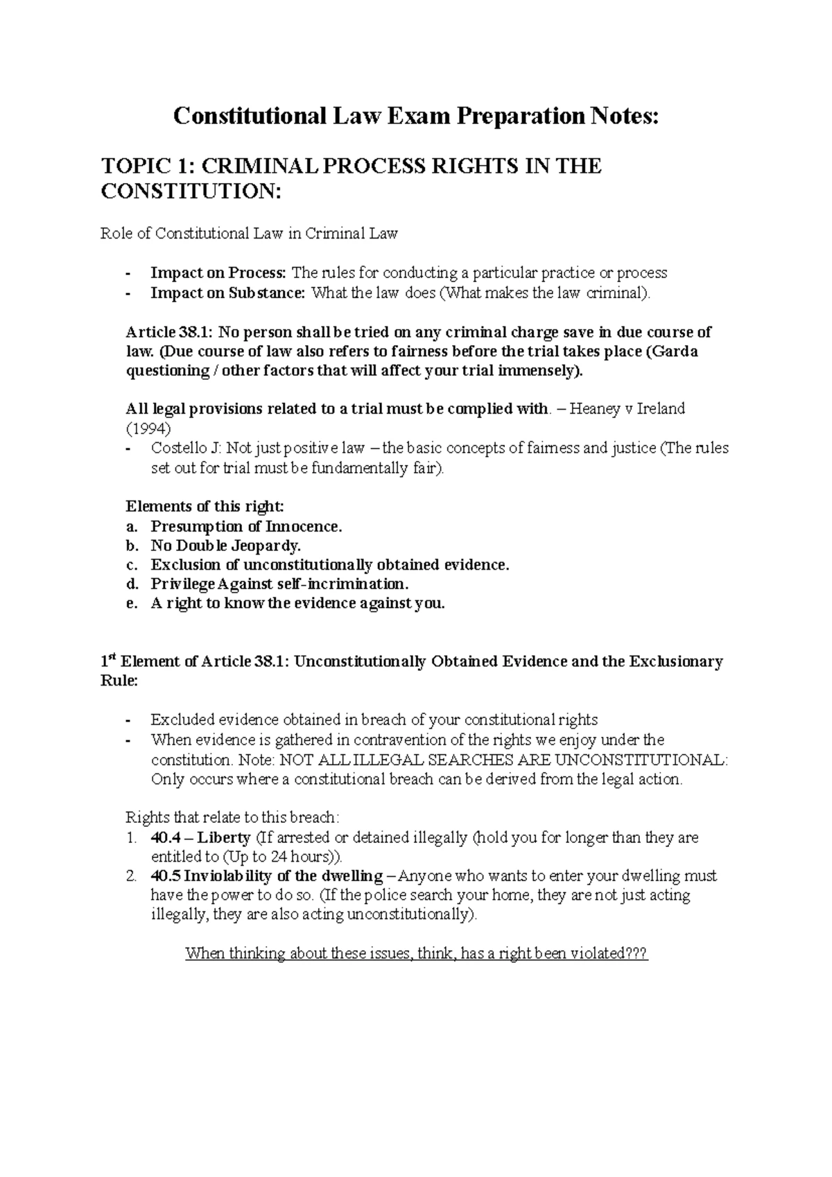 Cons Law exam notes - .... - Constitutional Law Exam Preparation Notes ...