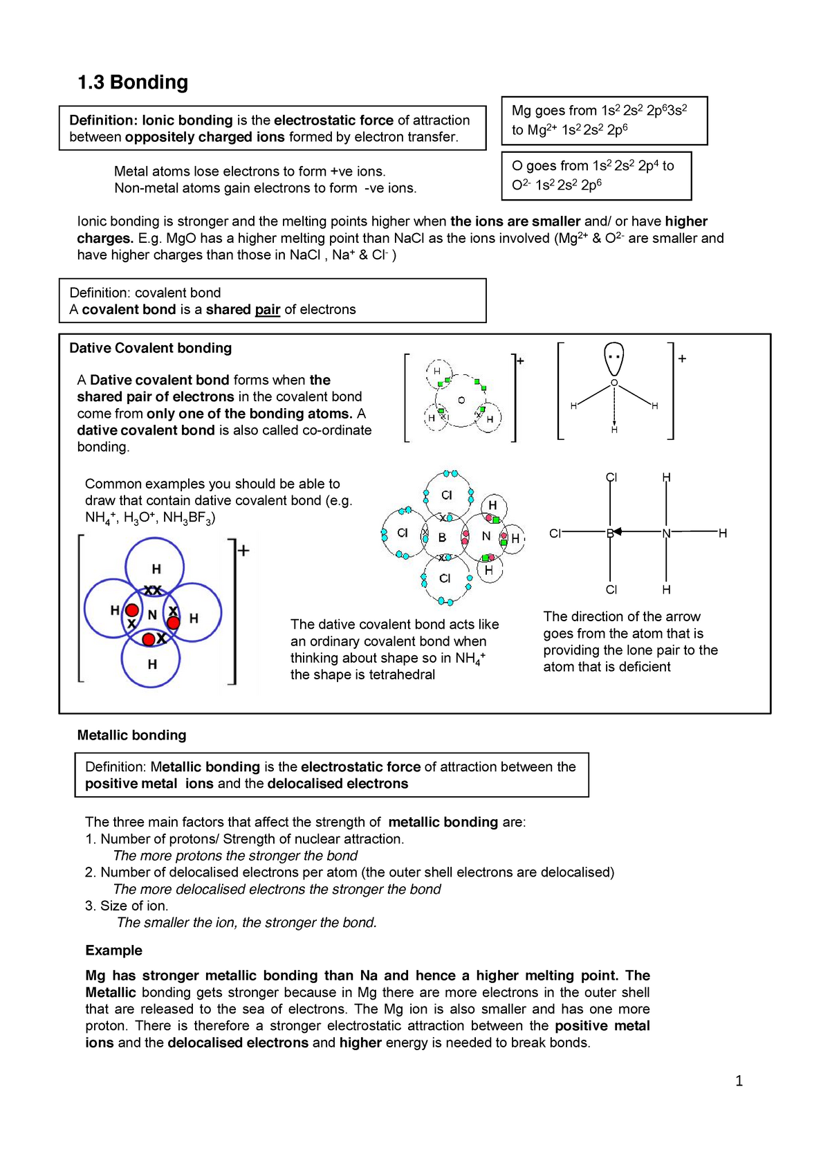 1 3 Revision Guide Bonding Aqa - Definition:Ionic Bonding Is The ...