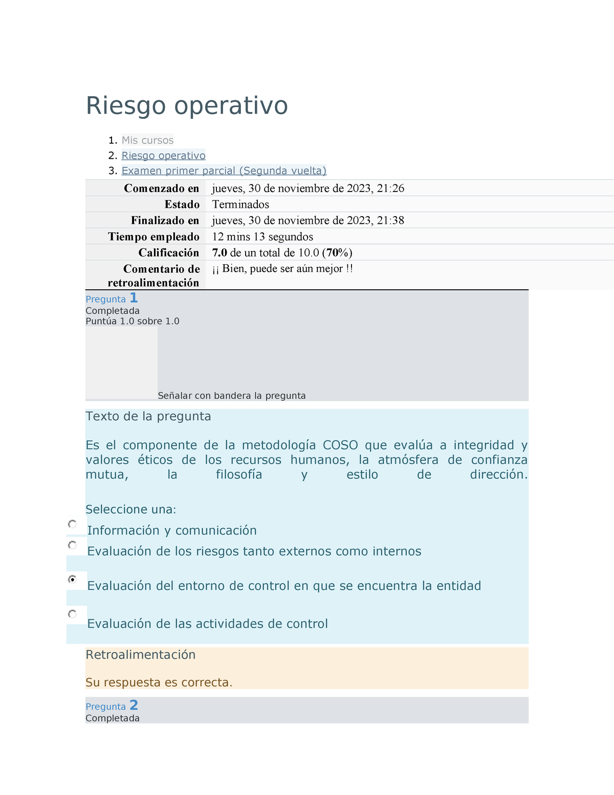 Riesgo Operativo 1r Parcial Segunda Vuelta - Riesgo Operativo 1. Mis ...