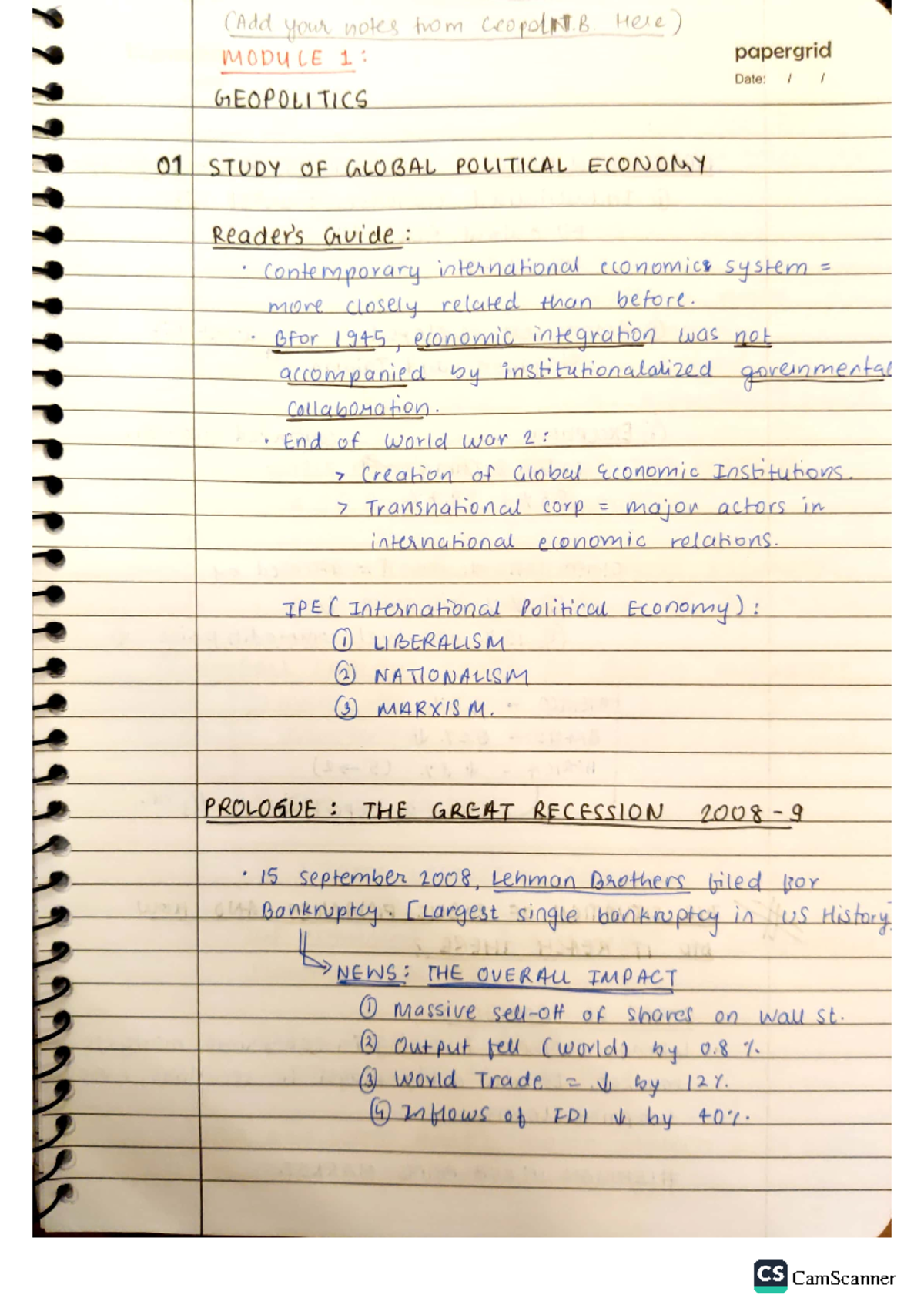 Mod 1 start - Geopolitics Notes - Bsc. Economics - StuDocu