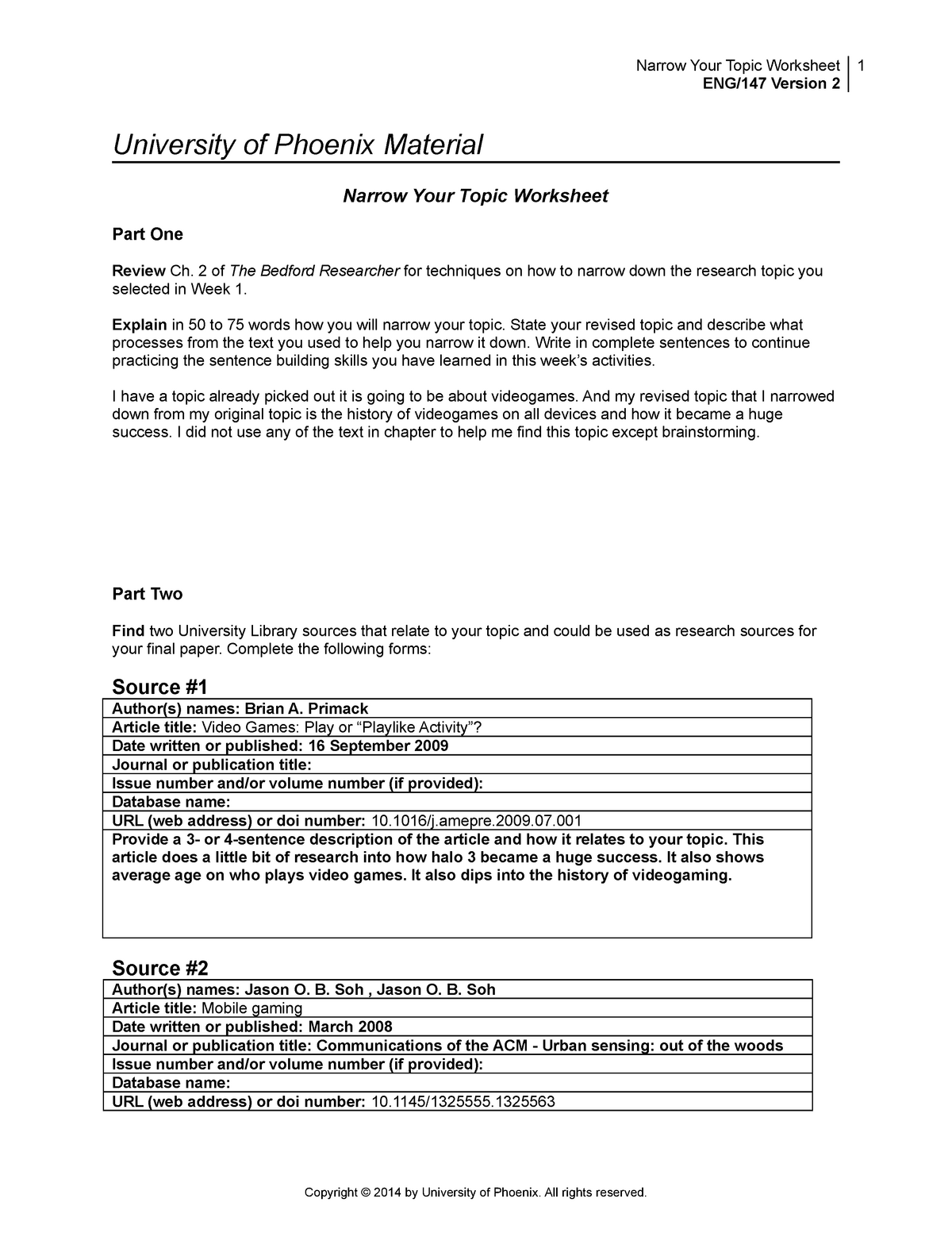 narrowing a research topic worksheet